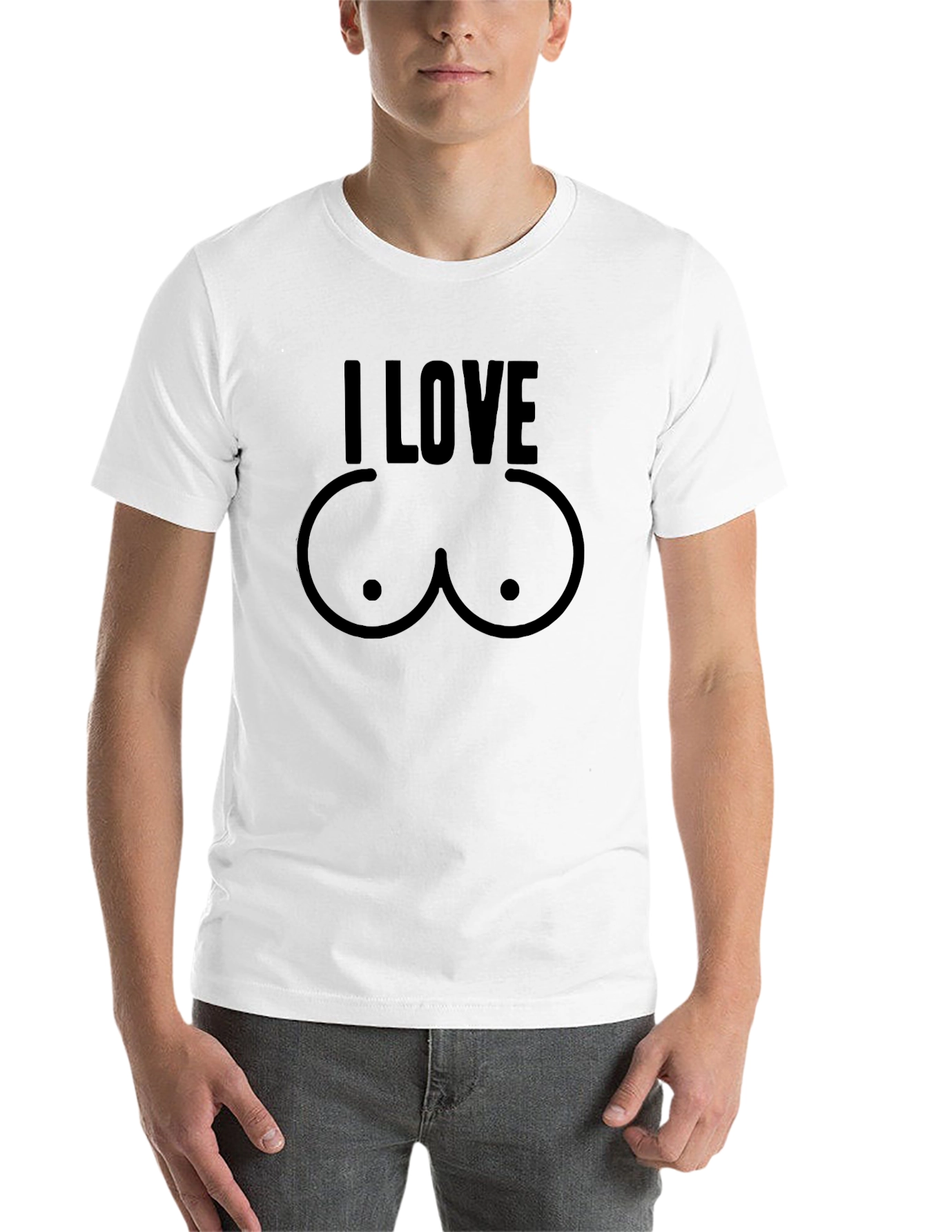 Black I LOVE Boobs T-Shirt, Funny Graphic Tee view 14