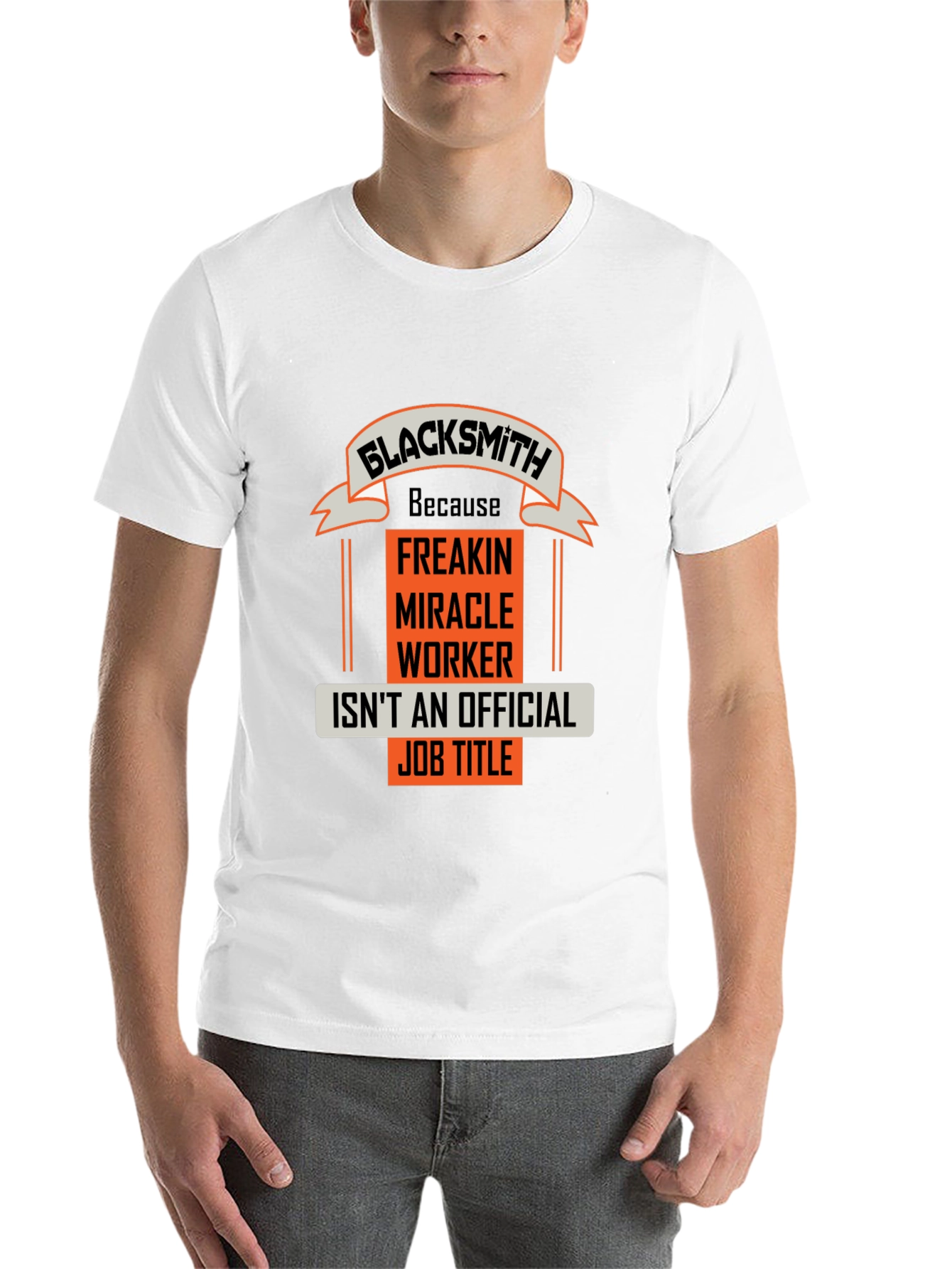 Black Blacksmith Miracle Worker Job Title Graphic Tee view 14