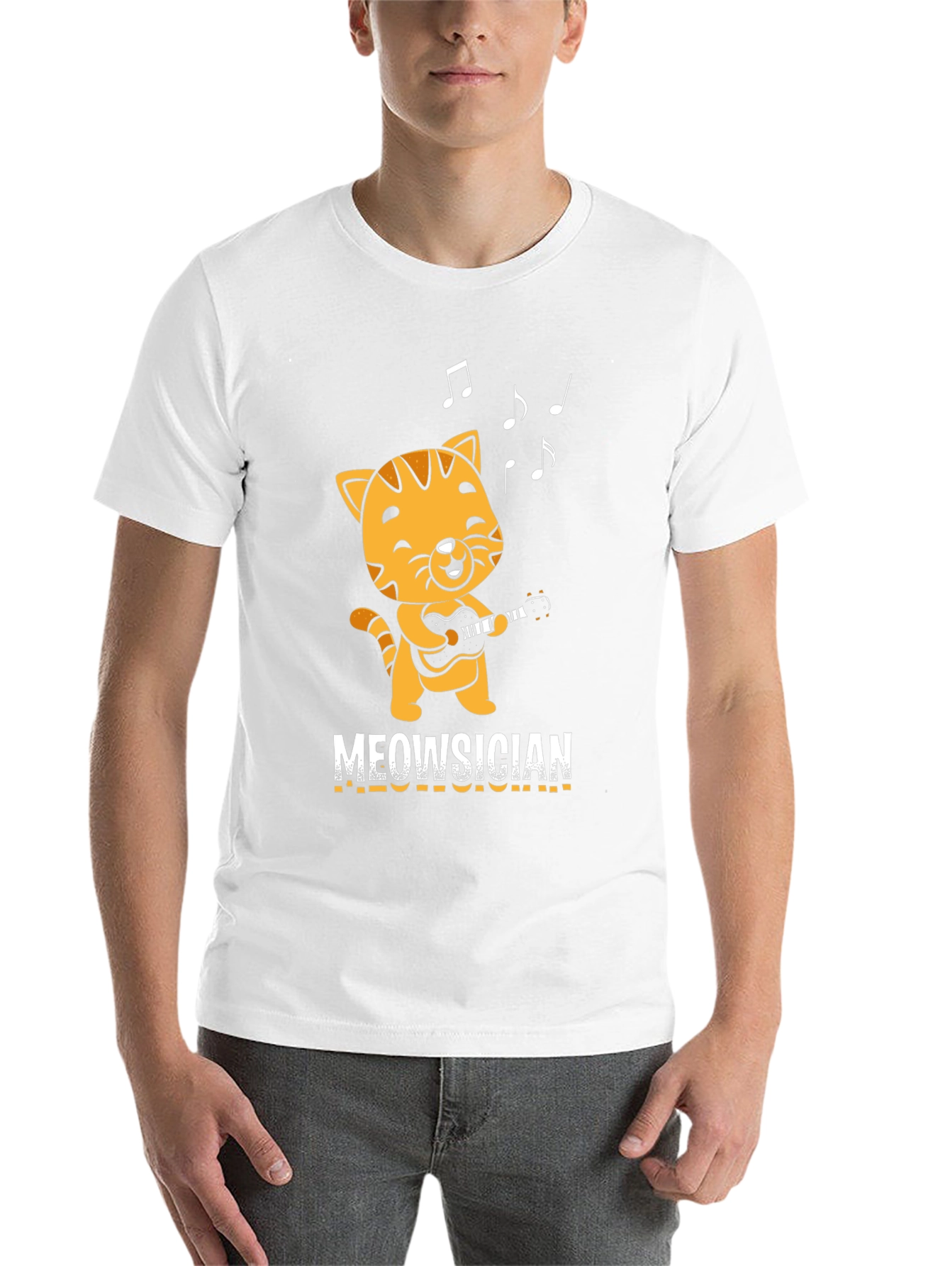 Black Meowsician T-Shirt - Cat Playing Guitar! view 14