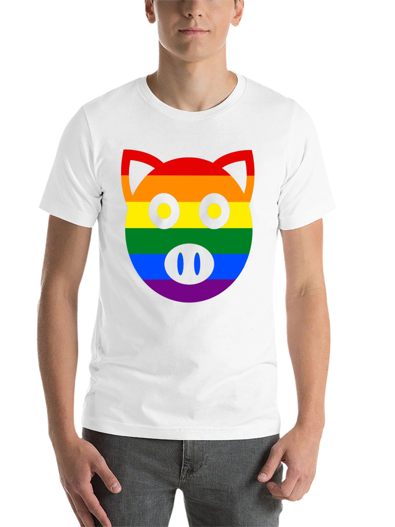 Black Pride Pig Graphic T-Shirt - LGBTQ+ Rainbow Design view 14