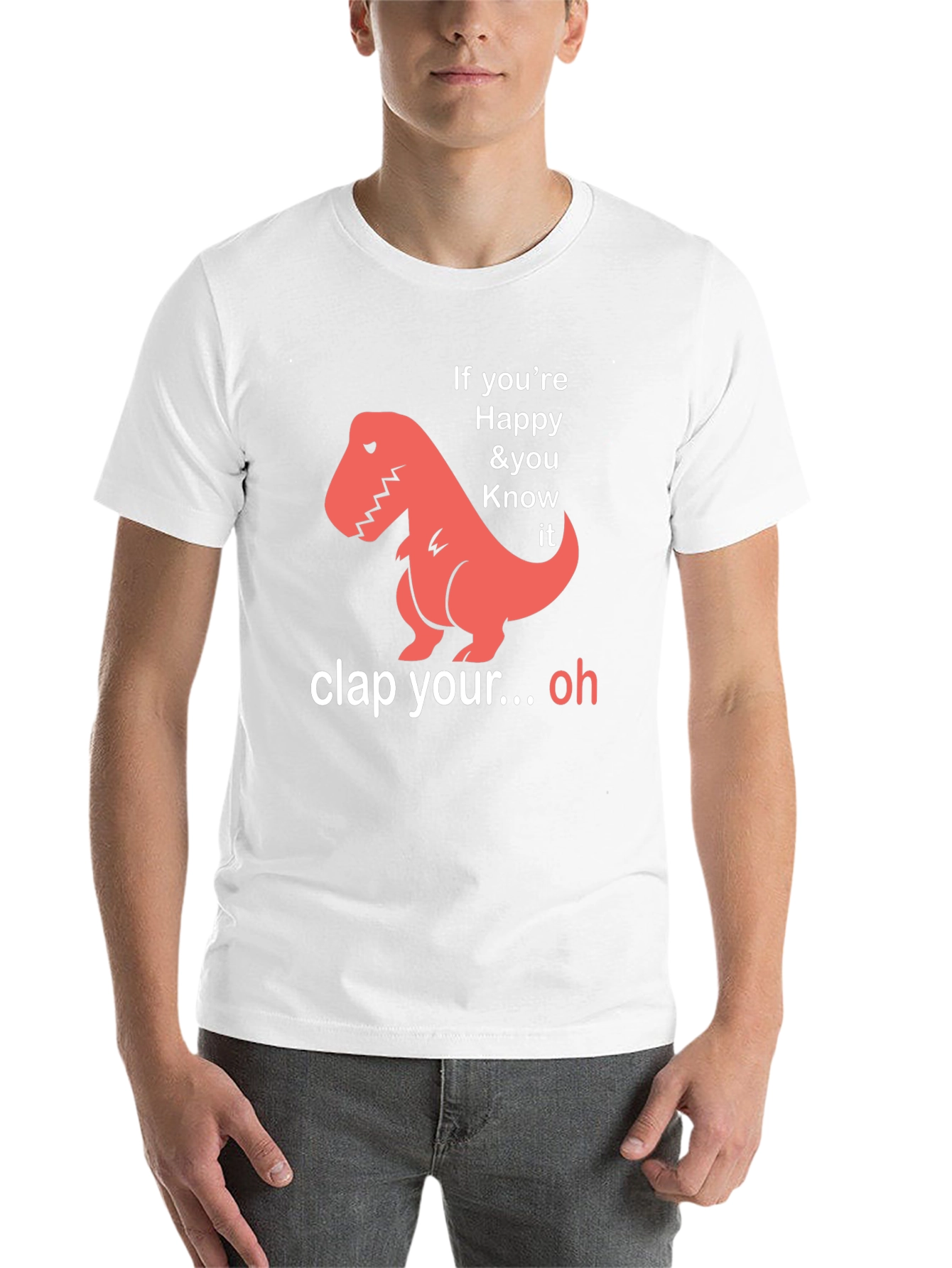 Black Funny Dinosaur T-Shirt - If You're Happy & You Know It view 14