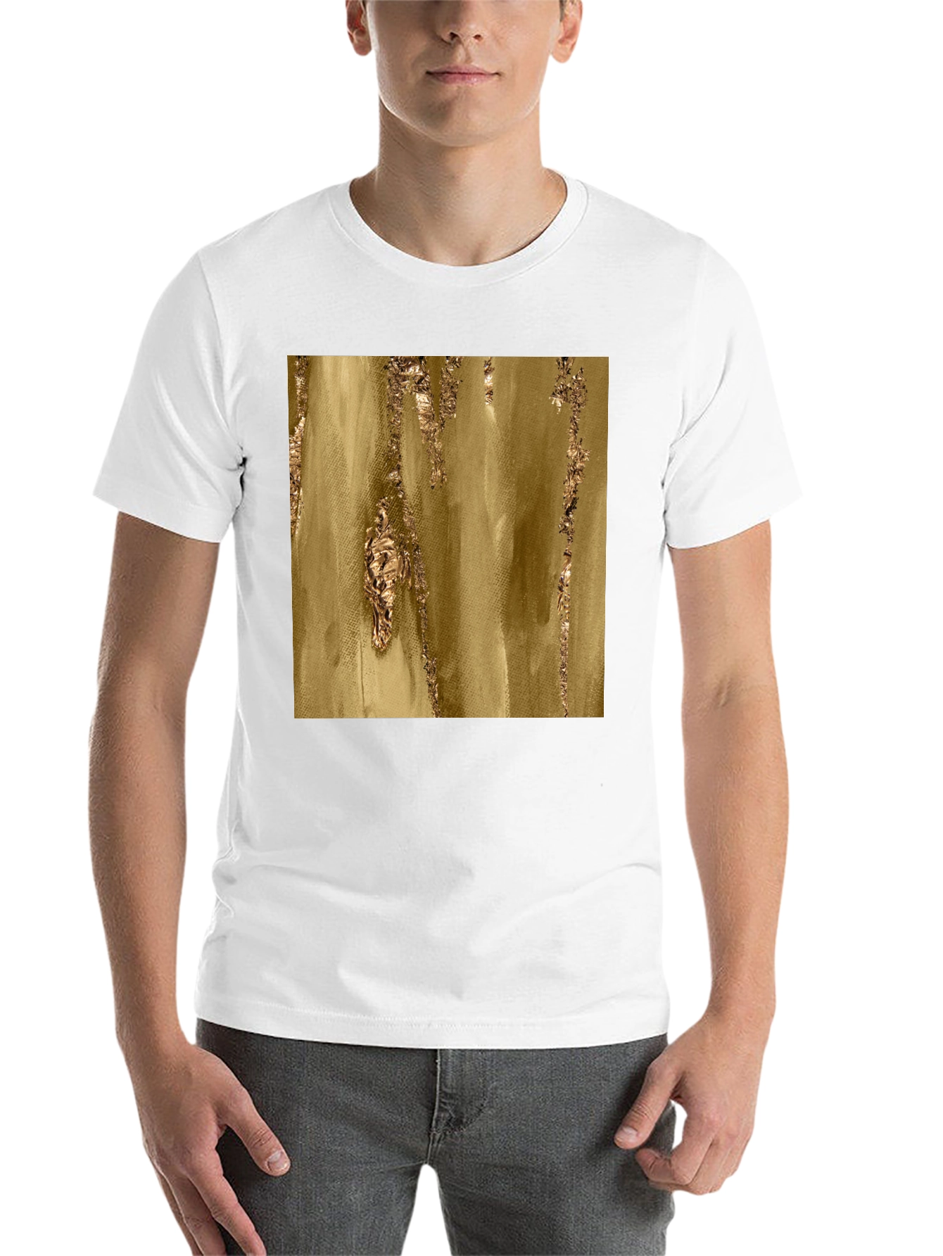 Black Abstract Gold Foil Print Black T-Shirt view 14