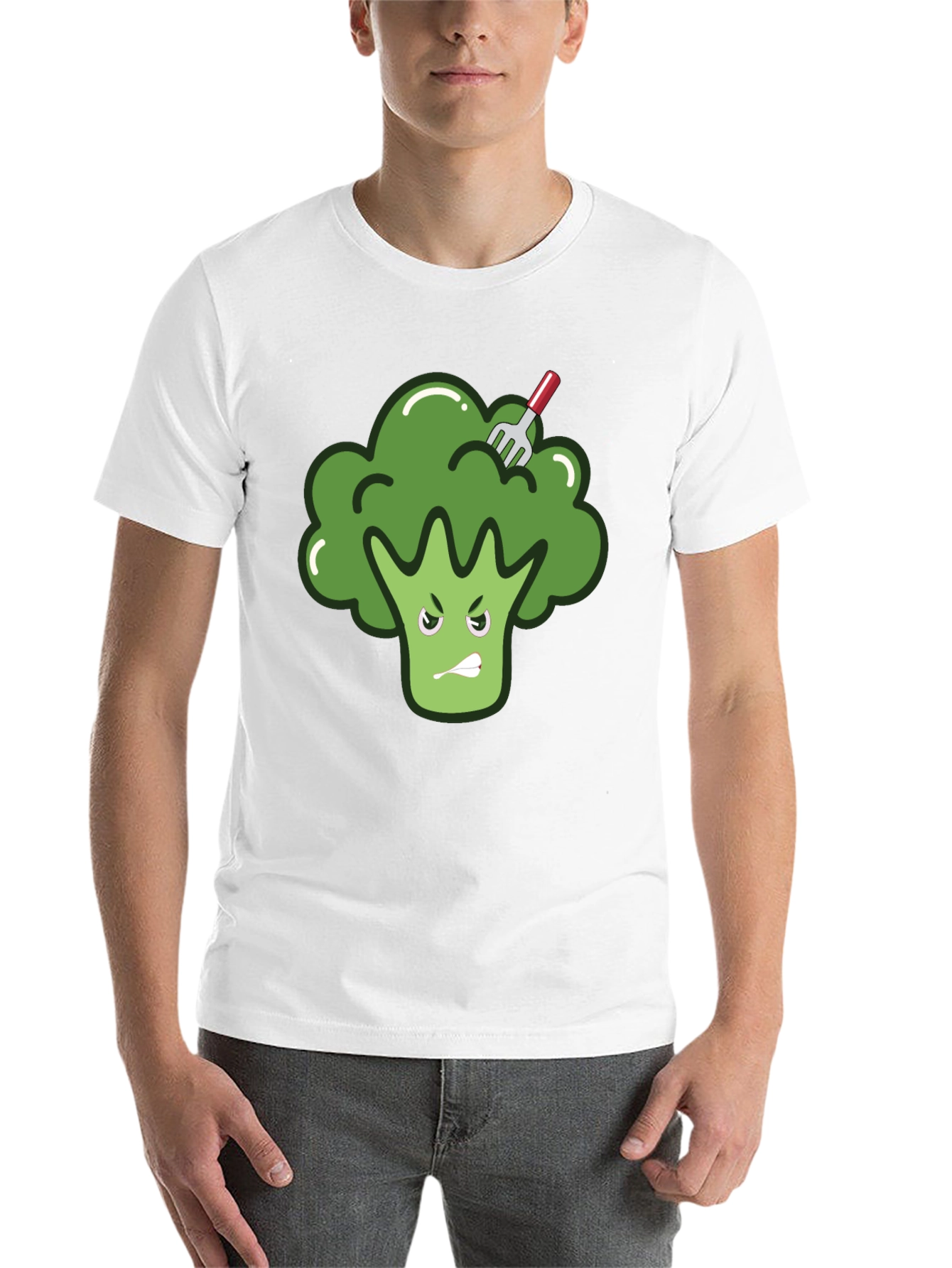 Black Funny Broccoli T-Shirt - Vegetarian Vegan Tee view 14