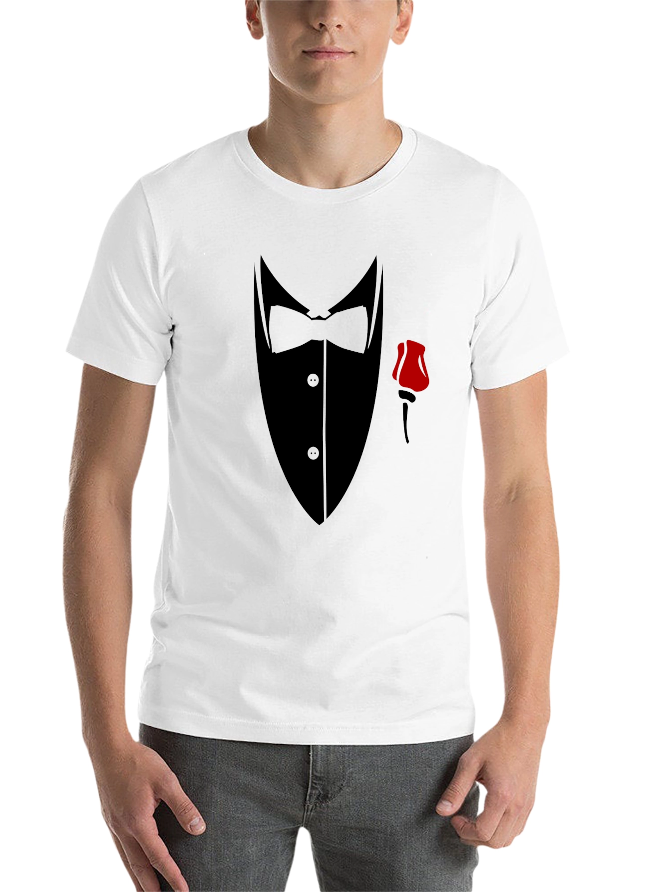 Black Tuxedo Graphic T-Shirt - Formal Wear Illusion view 14