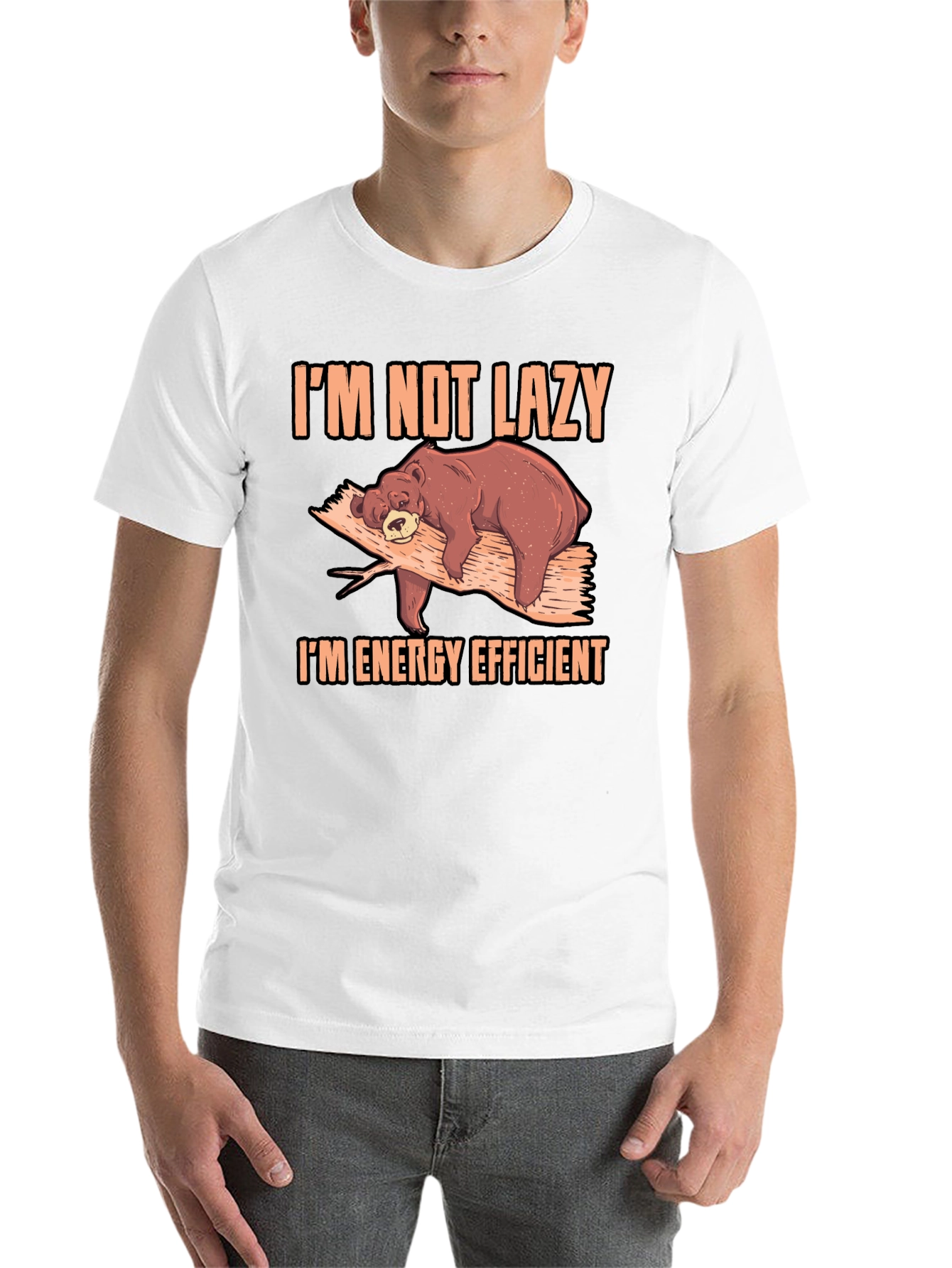 Black I'm Not Lazy Bear T-Shirt view 14