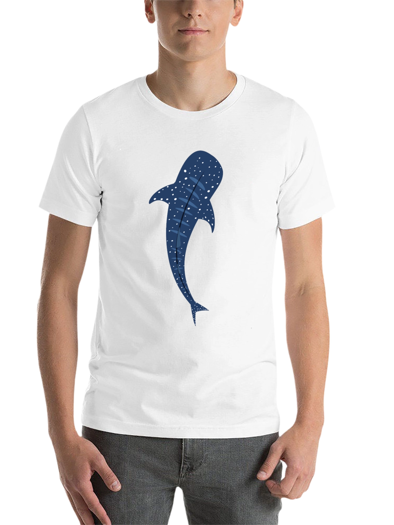 Black Whale Shark Graphic Tee - Black Cotton T-Shirt view 14