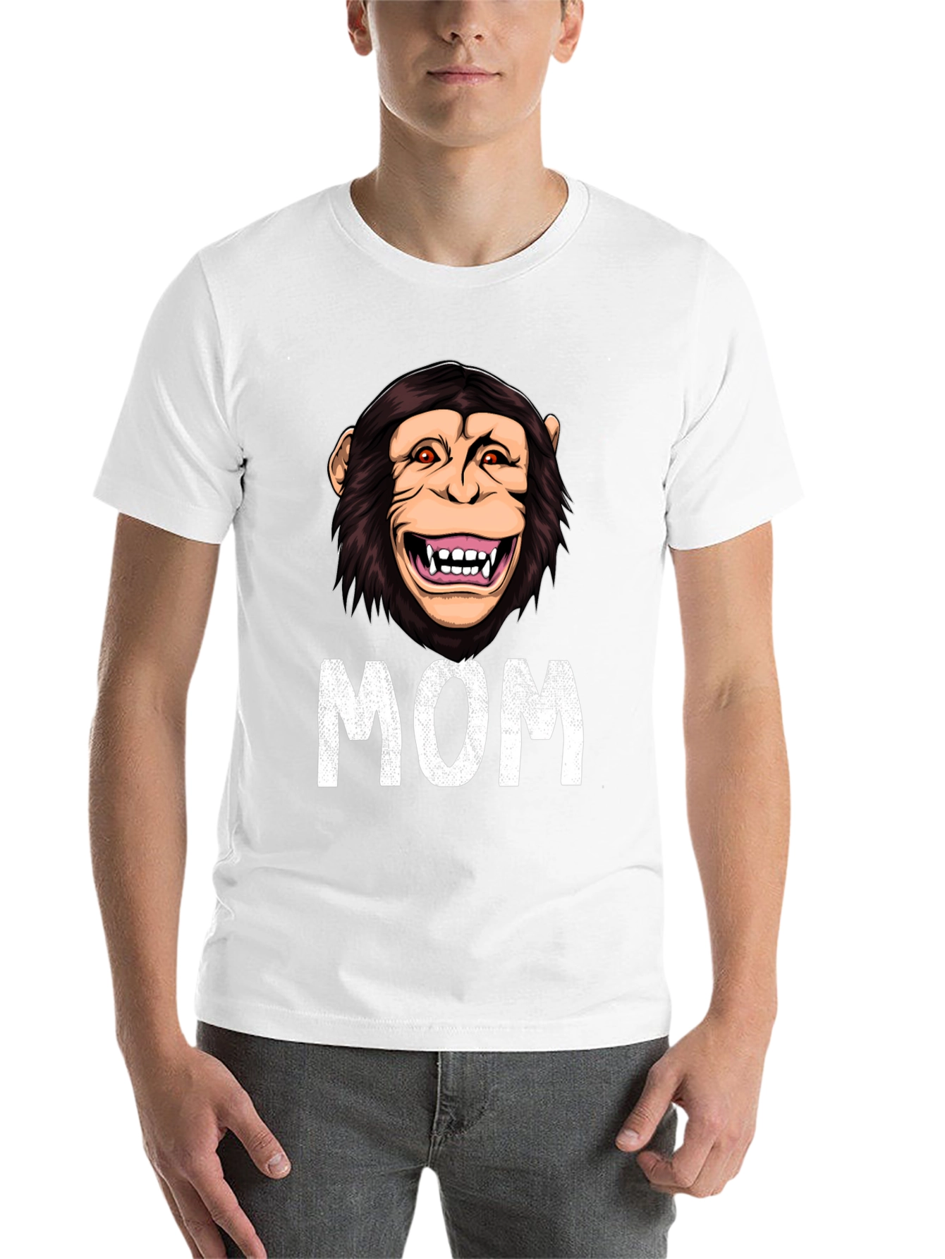 Black Funny Monkey Mom T-Shirt - Novelty Graphic Tee view 14