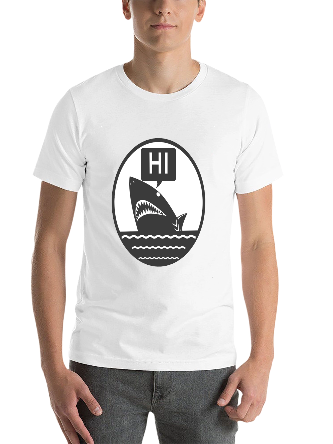 Black Hi Shark Graphic Tee - Black Cotton T-Shirt view 14