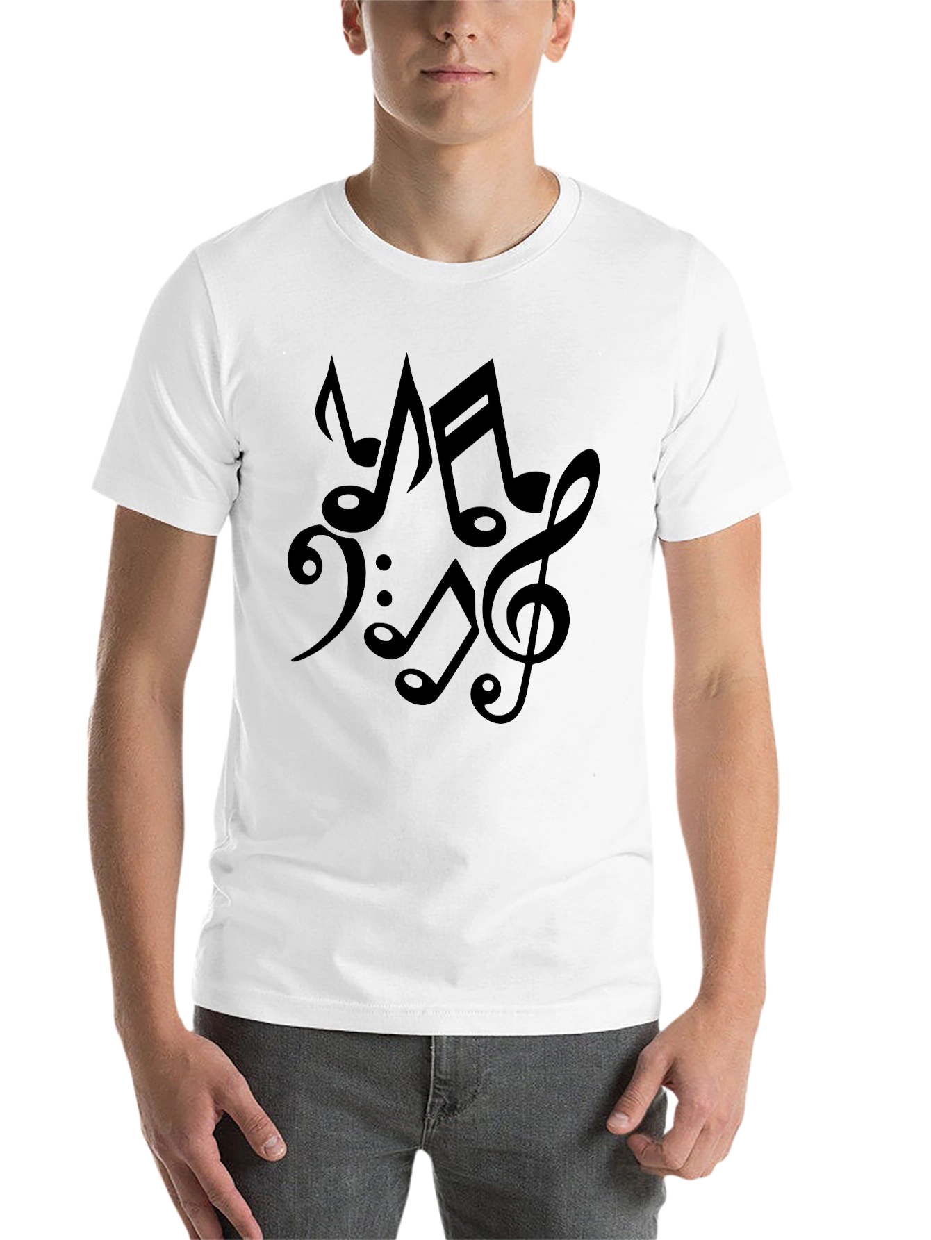 Black Music Notes Graphic Black T-Shirt view 14