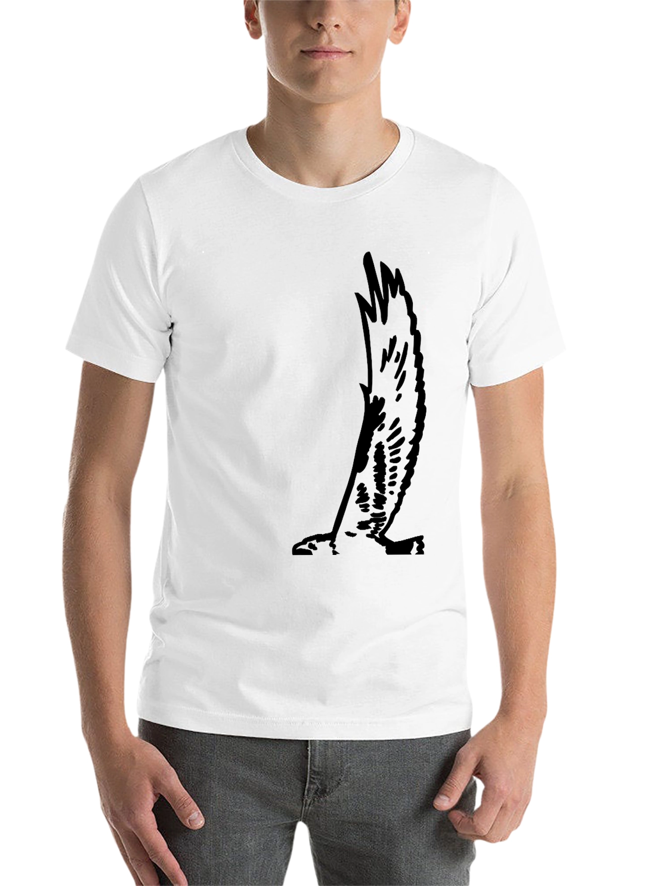 Black Men's Black Tee with Eagle Wing Graphic view 14