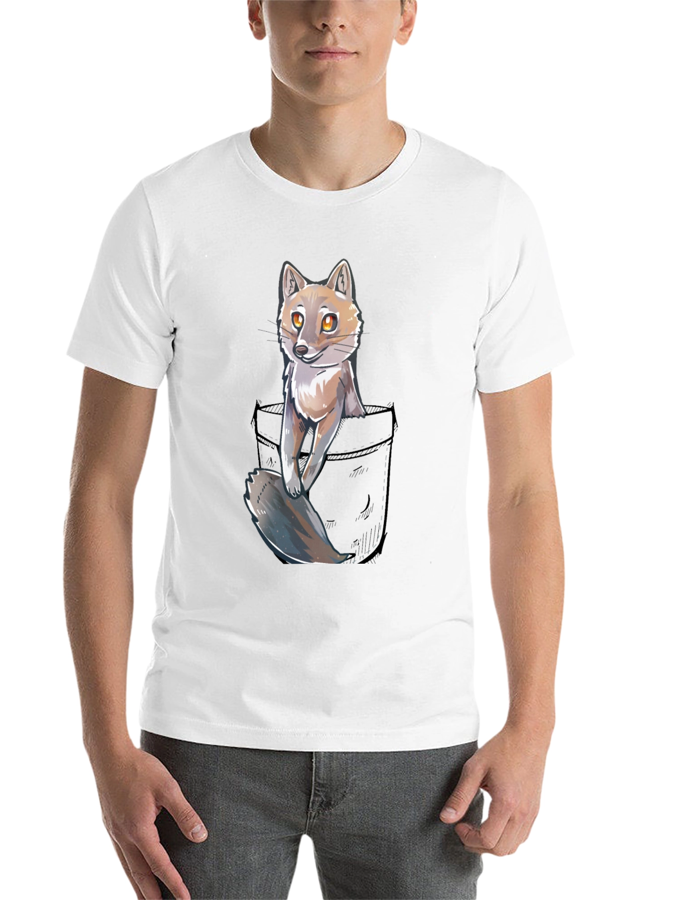 Black Fox in Pocket Graphic T-Shirt - Unisex view 14