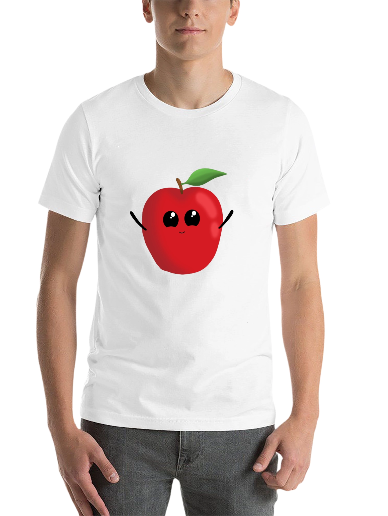 Black Apple Cartoon Graphic Tee - Casual Black T-Shirt view 14