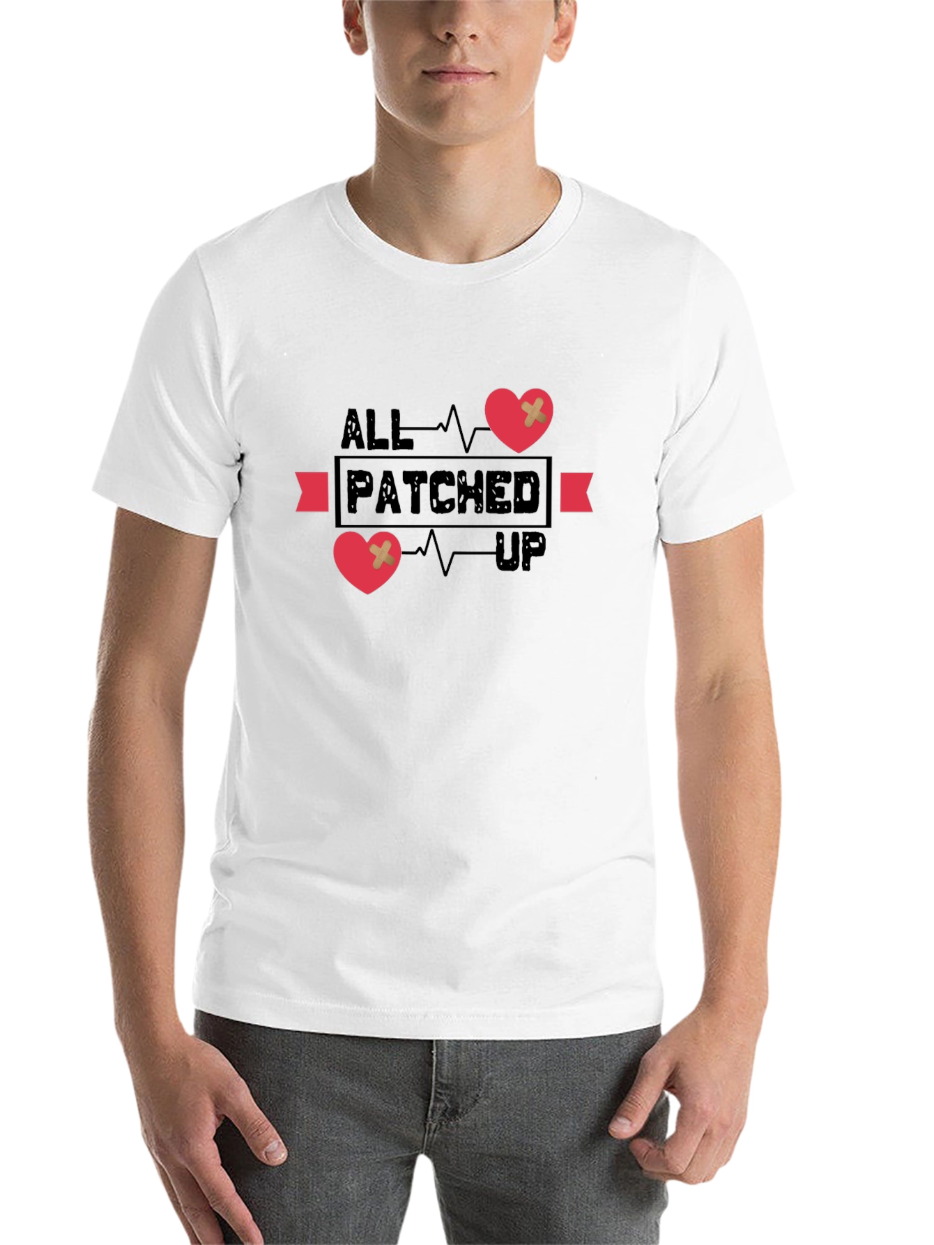 Black All Patched Up Graphic Tee - Heart Design view 14