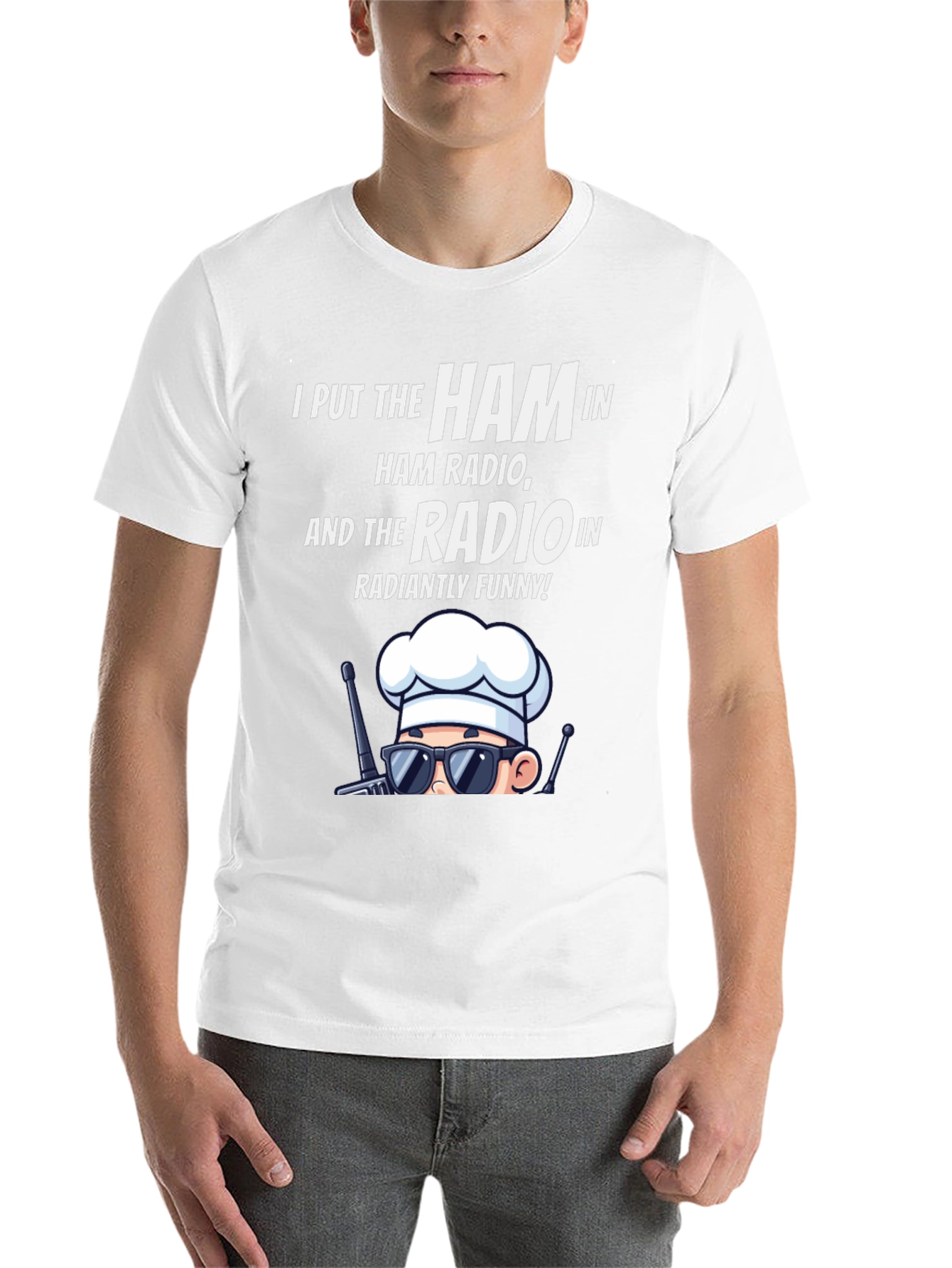 Black Ham Radio Humor T-Shirt: Radiantly Funny Chef Design view 14