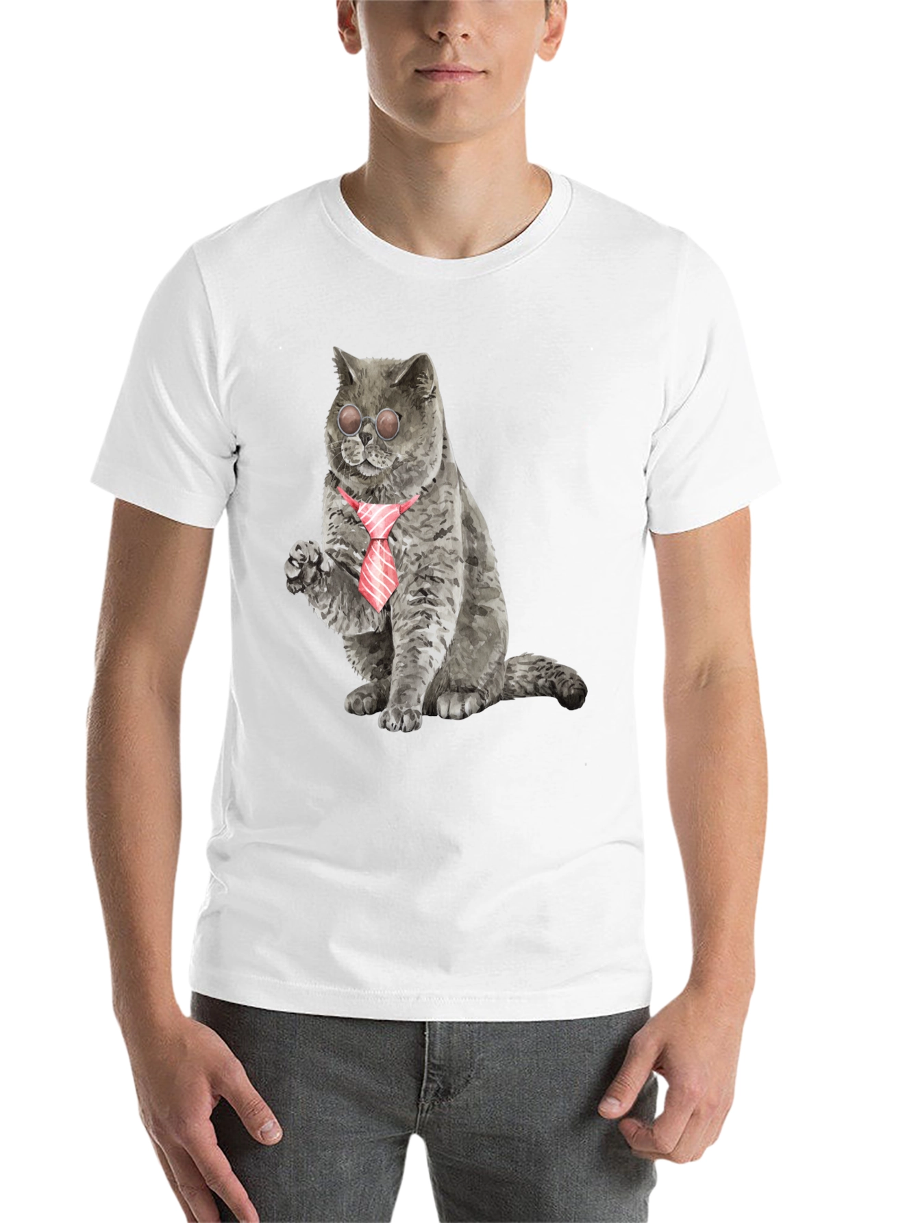 Black Cool Cat Tee - Cat with Tie & Shades view 14