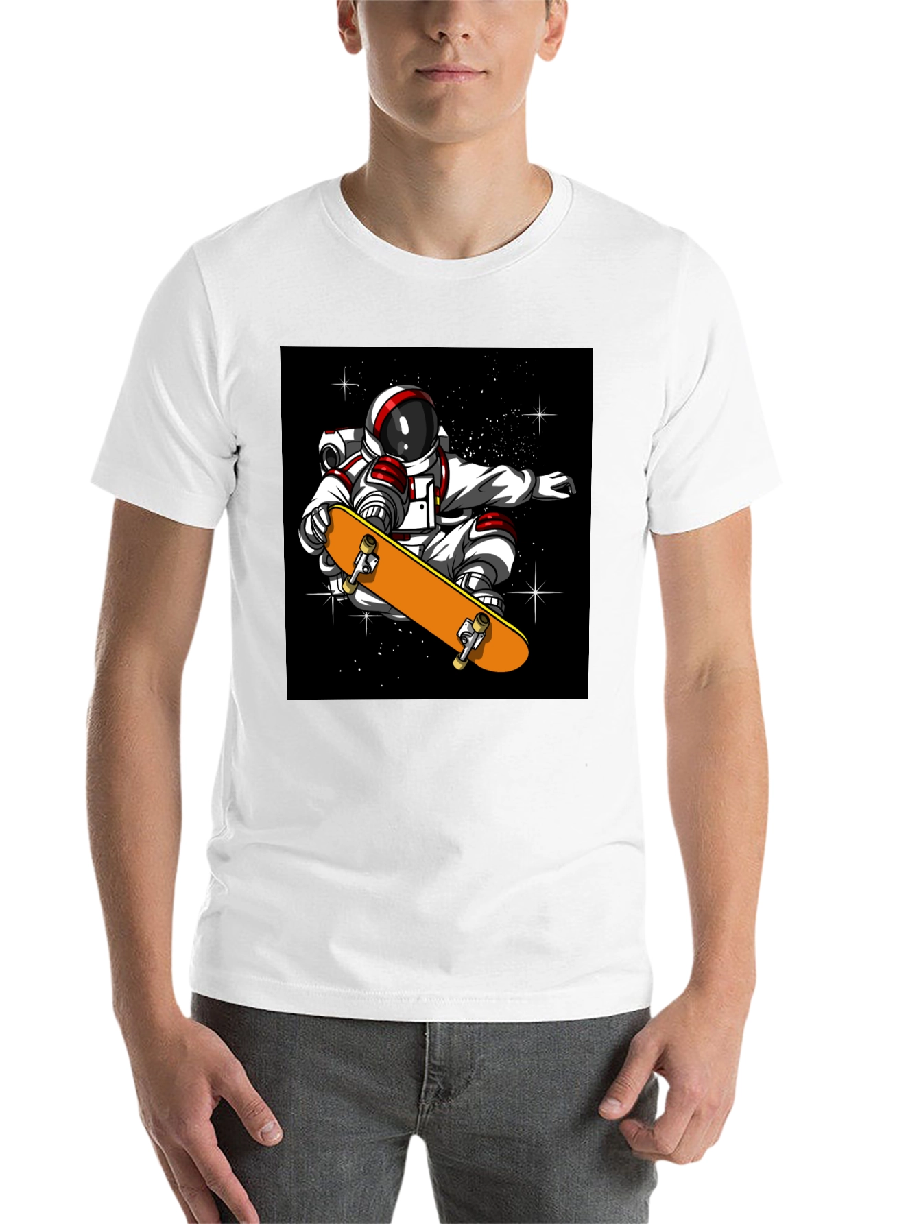 Black Skateboarding Astronaut T-Shirt - Cool Space Design view 14