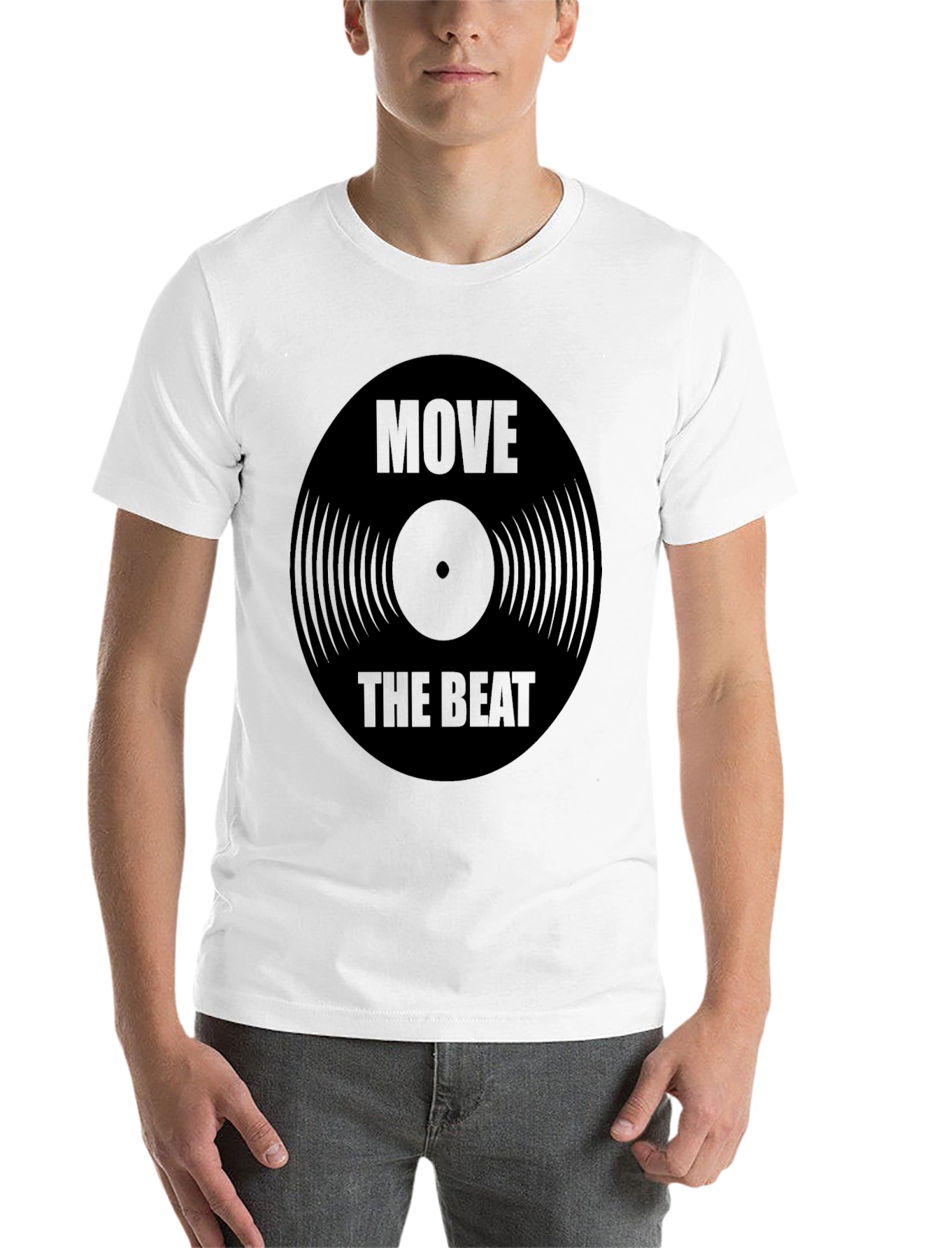 Black Move the Beat Record Graphic Tee - Stylish Music Lover's T-Shirt view 14