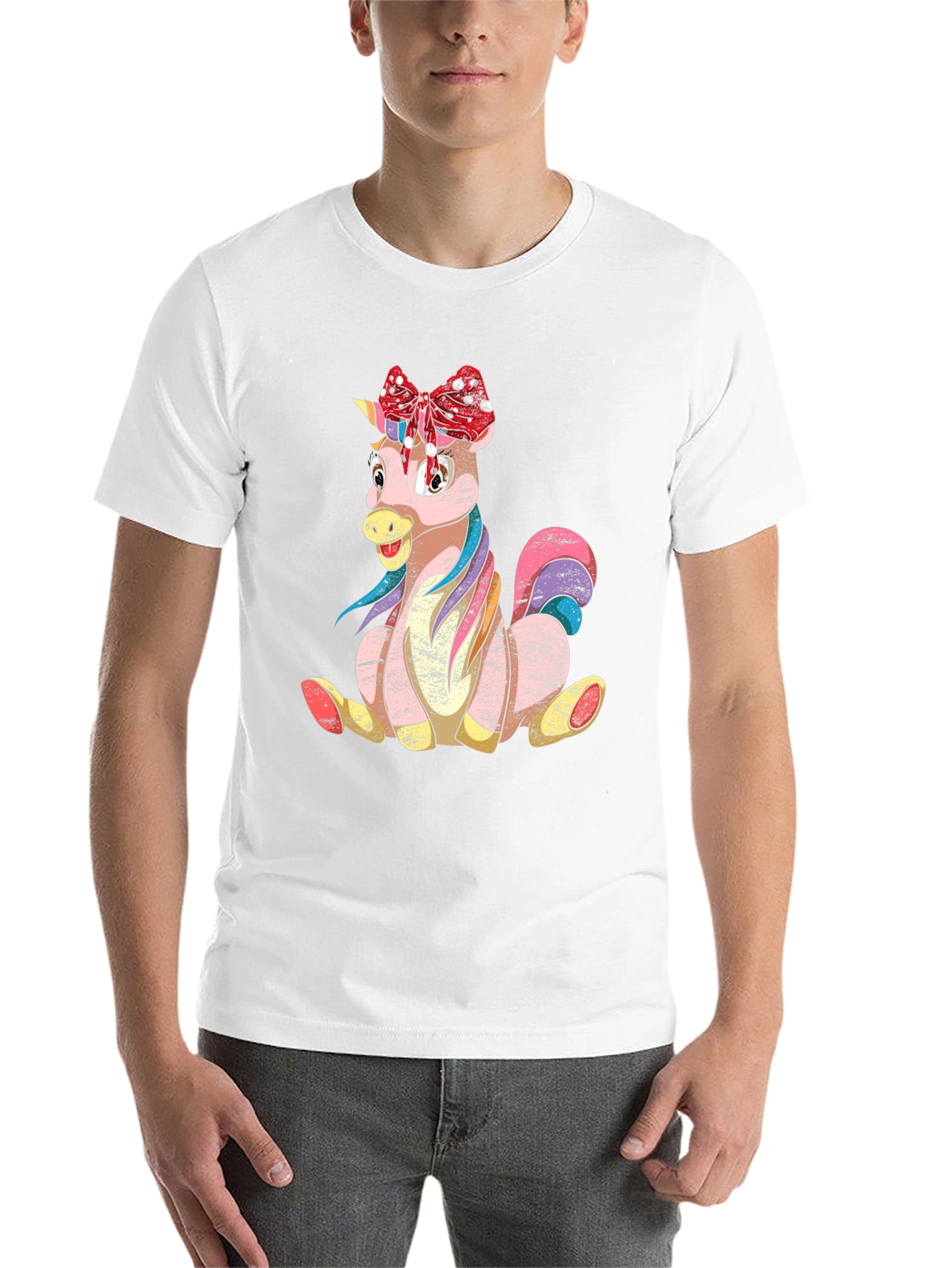 Black Cute Cartoon Unicorn T-Shirt view 14