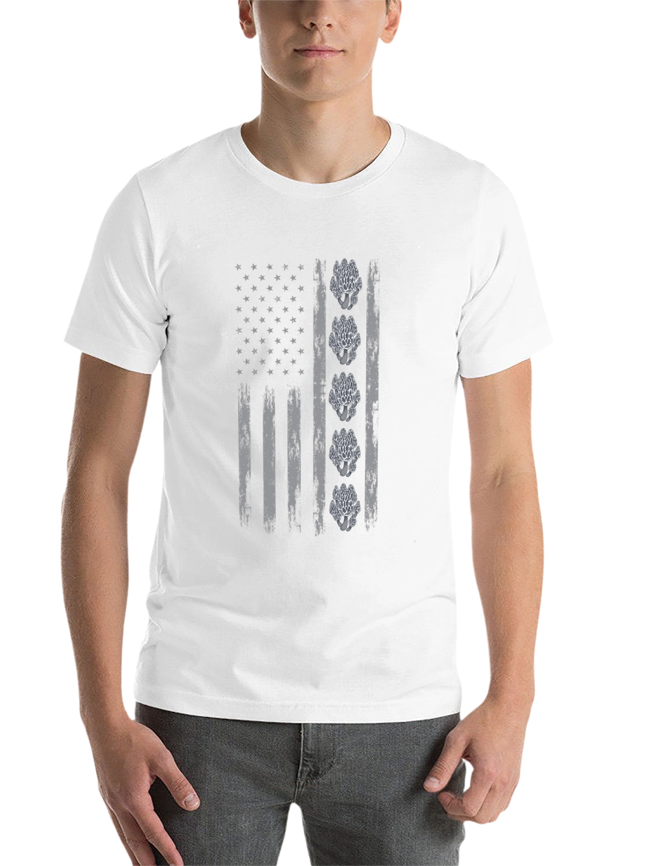 Black Distressed Flag Mushroom Graphic Tee view 14