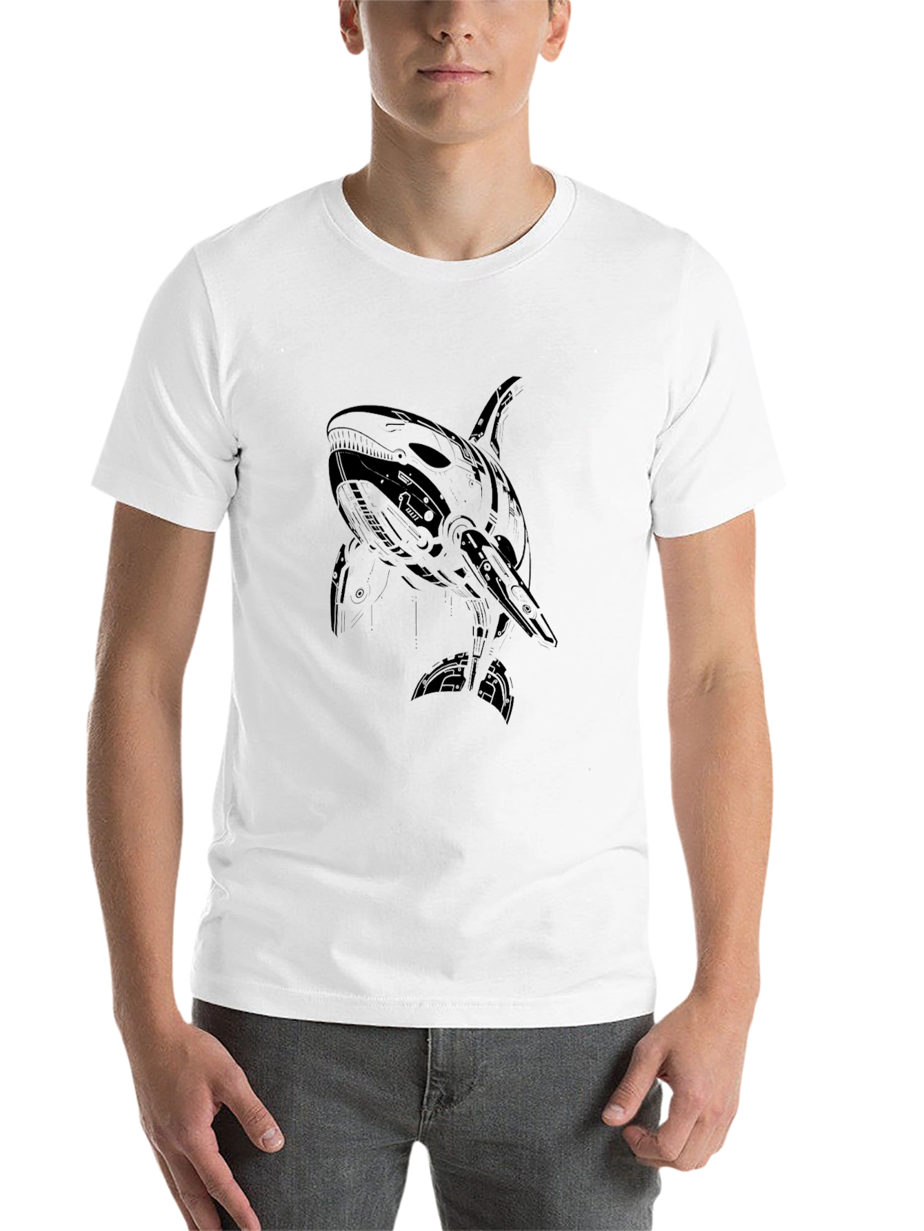 Black Cyberpunk Orca Graphic Tee - Black view 14