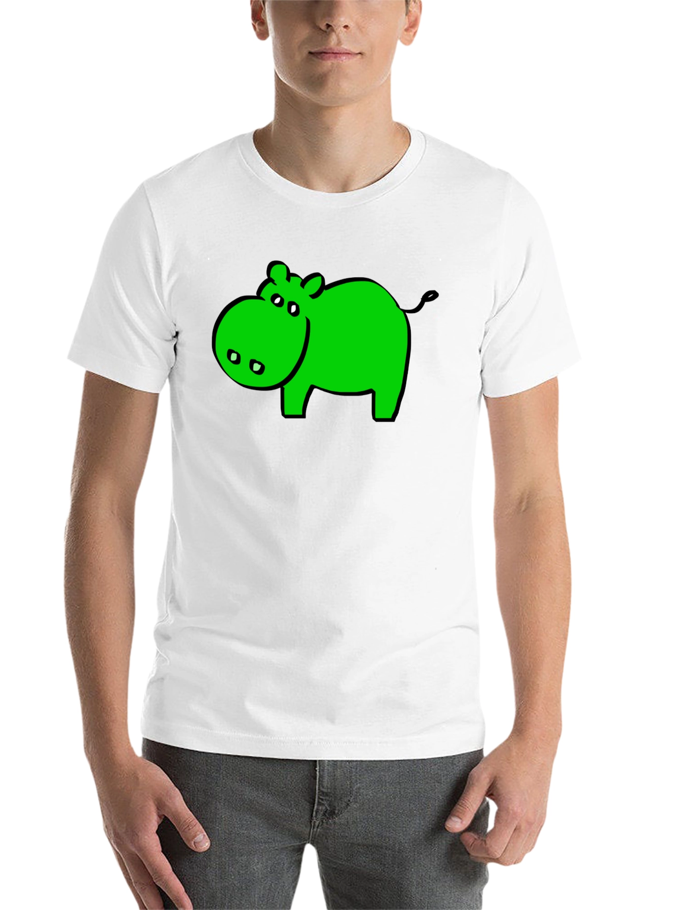 Black Green Hippo Graphic Black T-Shirt - Casual Wear view 14