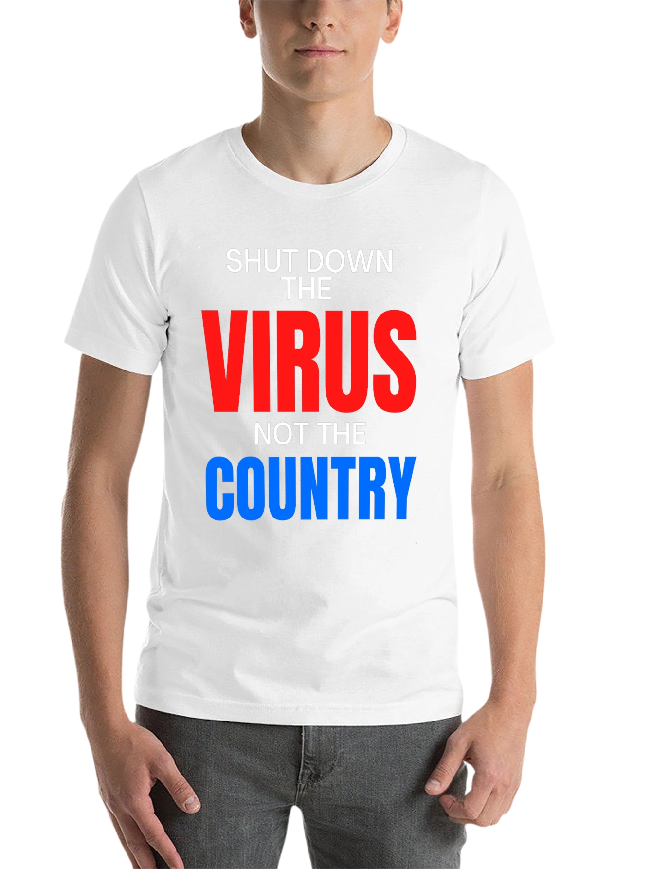 Black Shut Down Virus, Not Country T-Shirt view 14