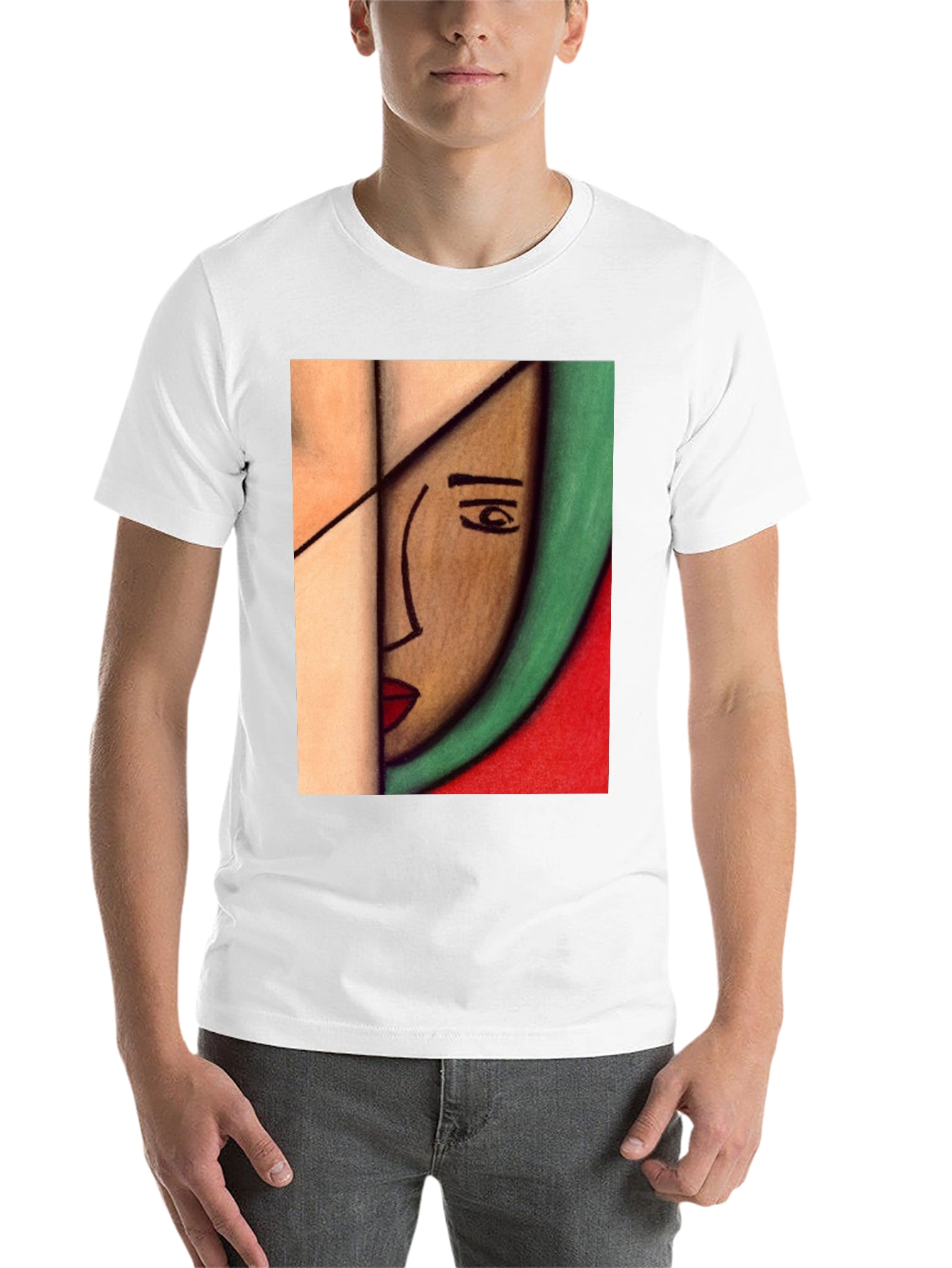 Black Abstract Art Face T-Shirt view 14