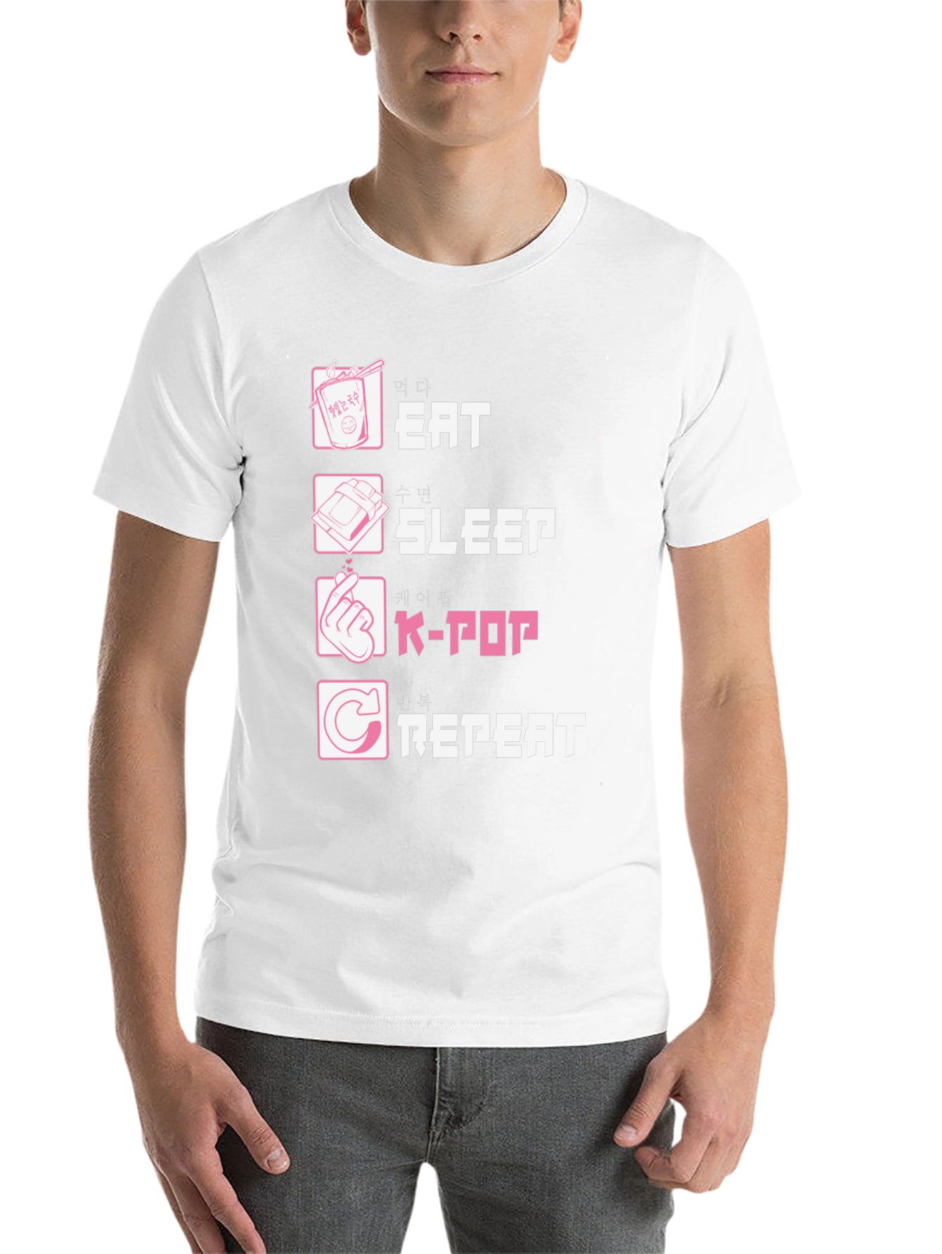 Black Eat Sleep K-Pop Repeat Black Graphic Tee view 14