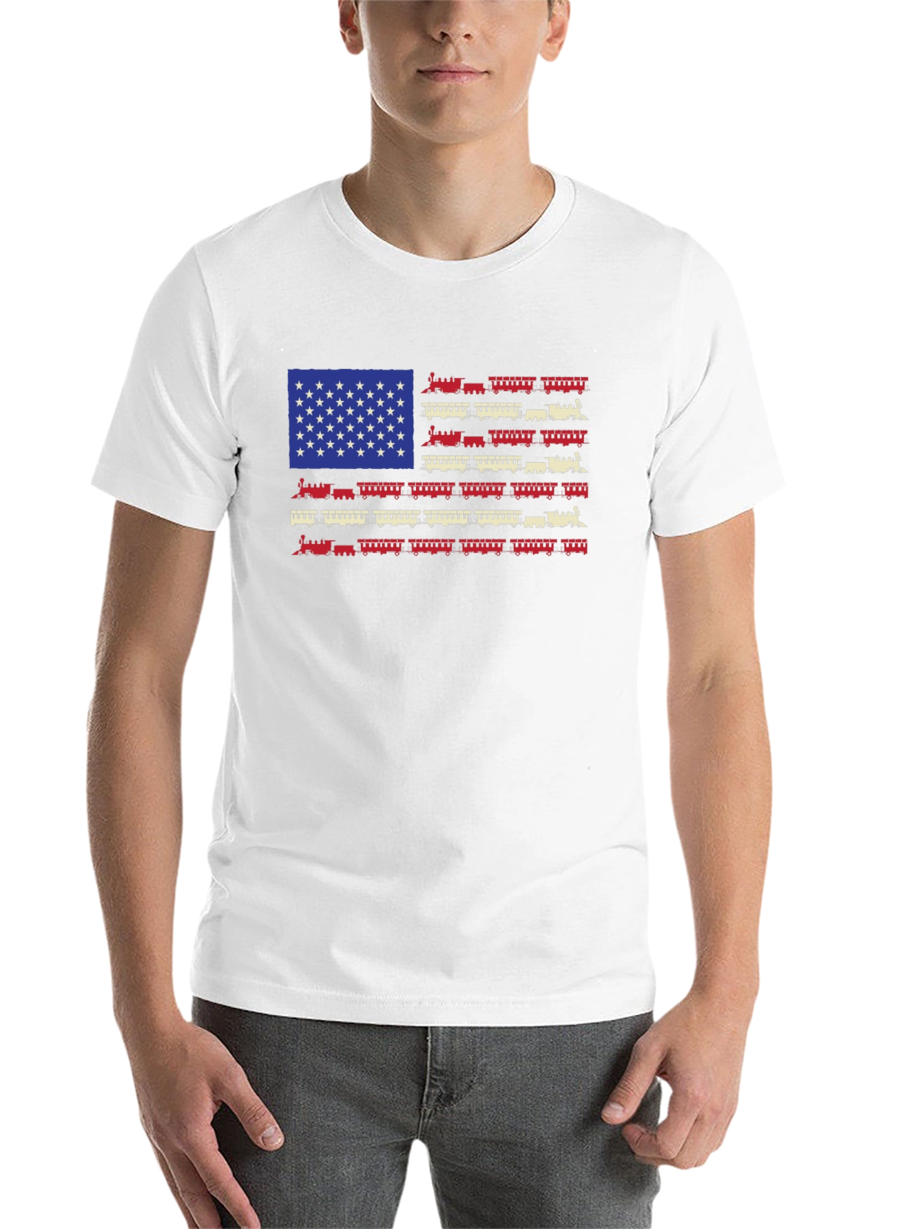 Black American Flag Train Graphic Tee view 14