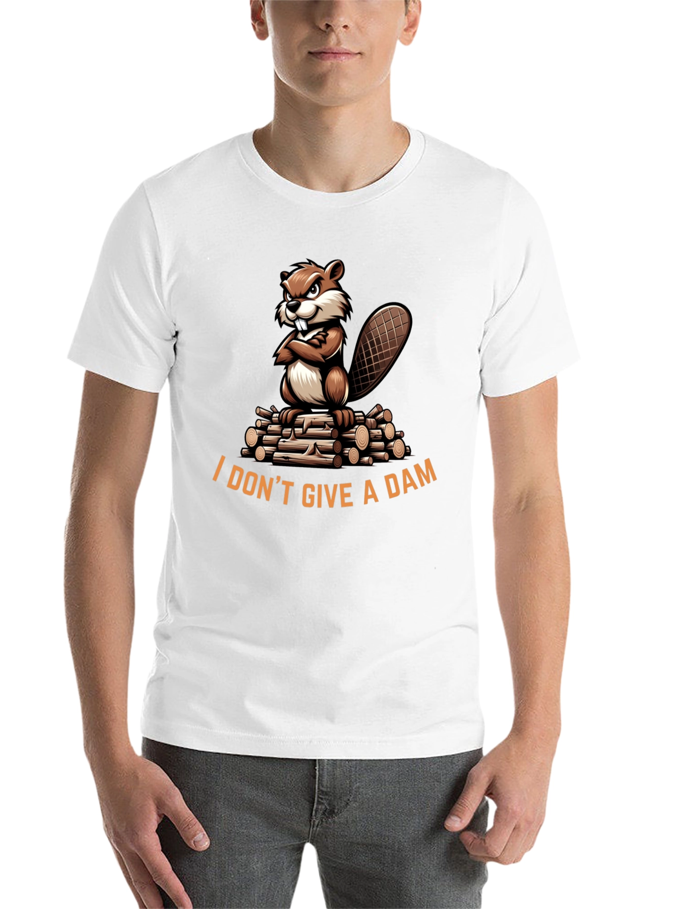 Black I Don't Give a Dam Beaver T-Shirt - Funny Animal Tee view 14