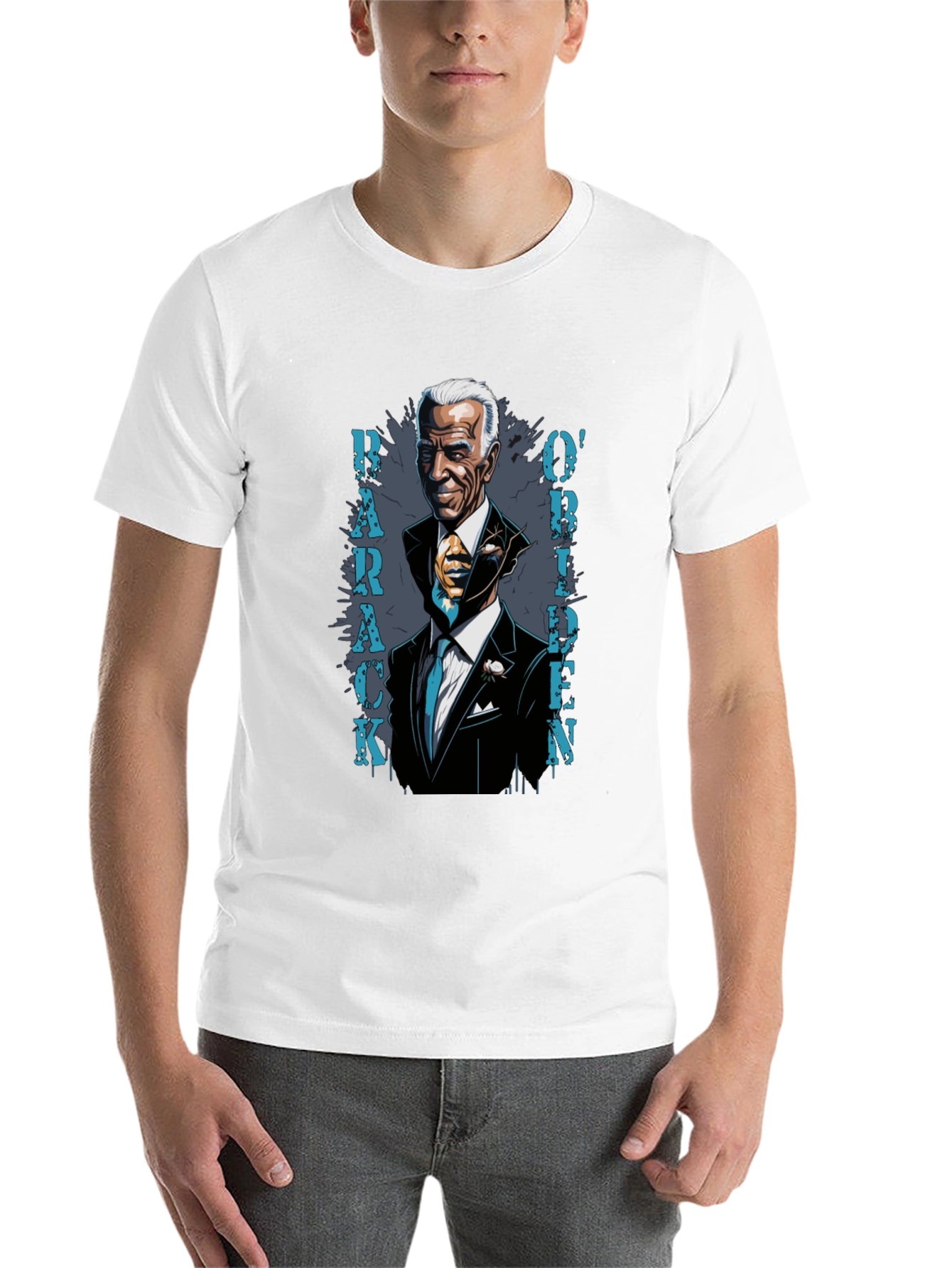 Black Barack O'Biden Men's Black Graphic Tee view 14