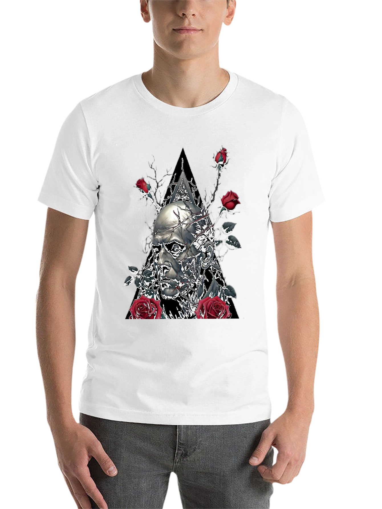 Black Skull & Roses Graphic Tee - Black view 14