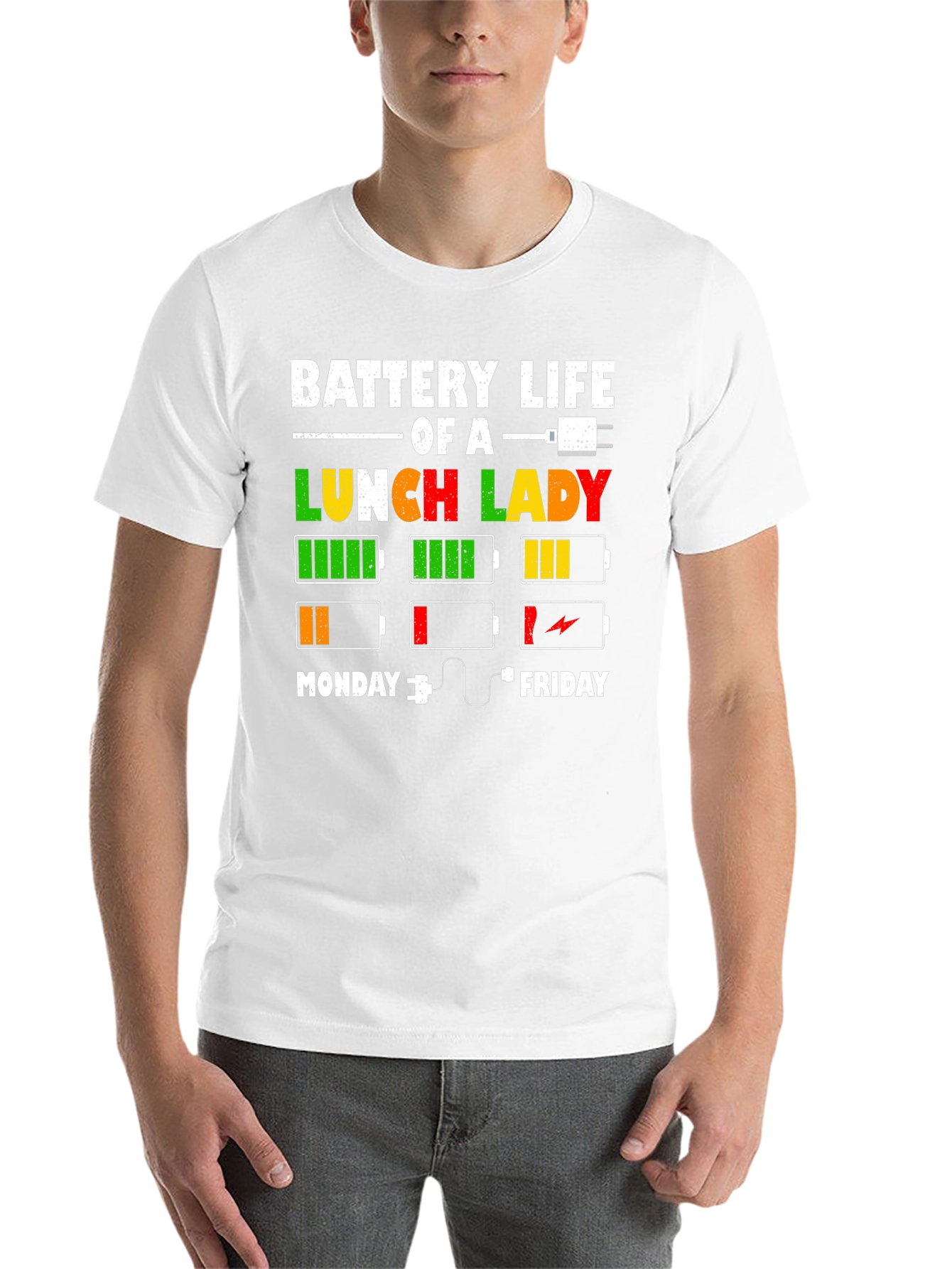 Black Battery Life of a Lunch Lady T-Shirt view 14