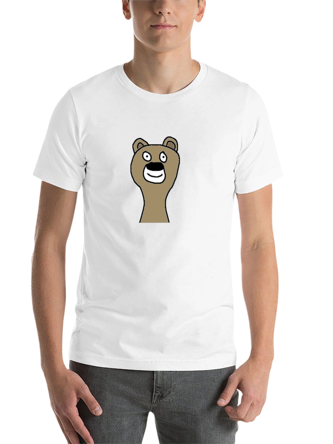 Black Funny Cartoon Bear Graphic Black T-Shirt view 14
