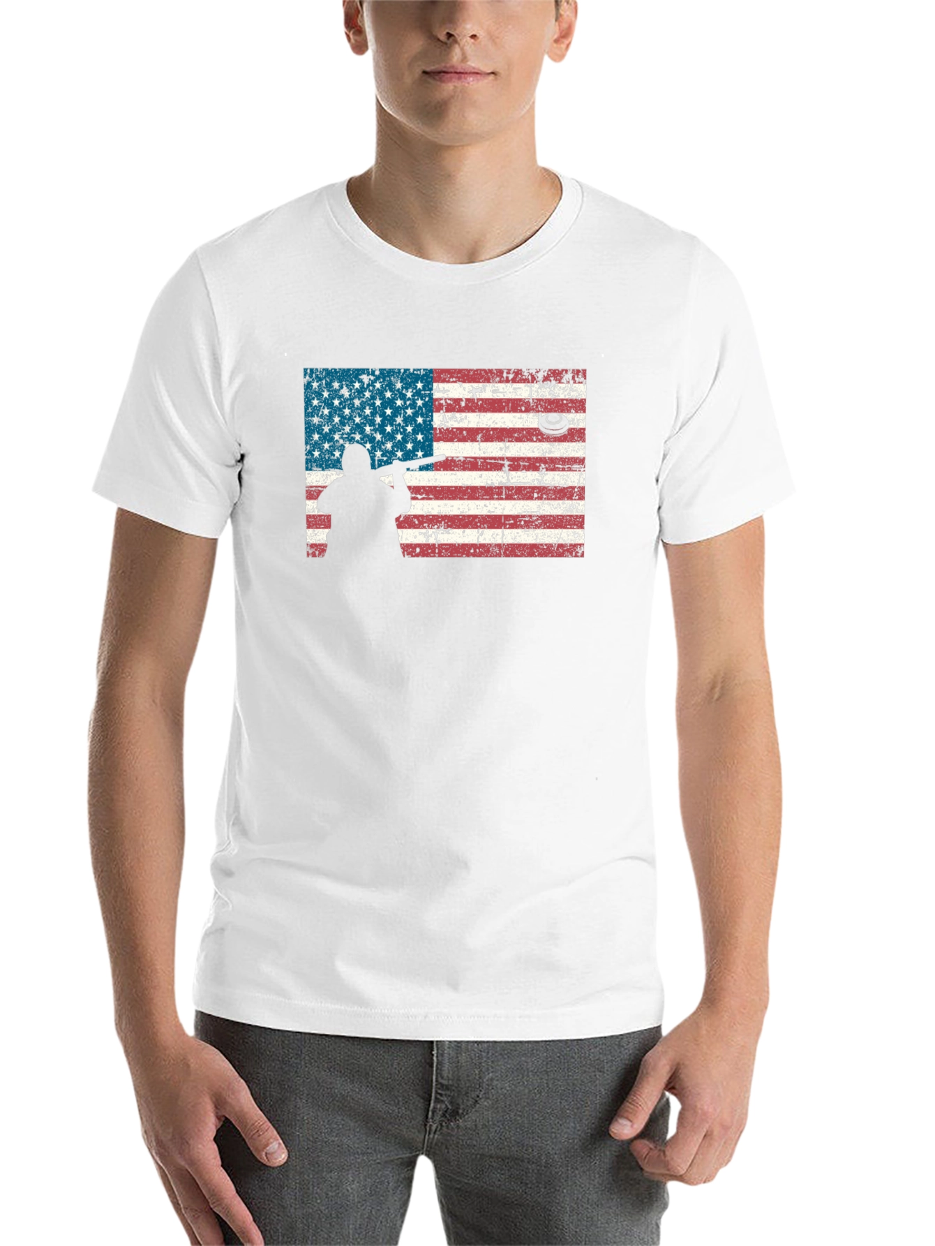 Black American Flag Skeet Shooting T-Shirt view 14