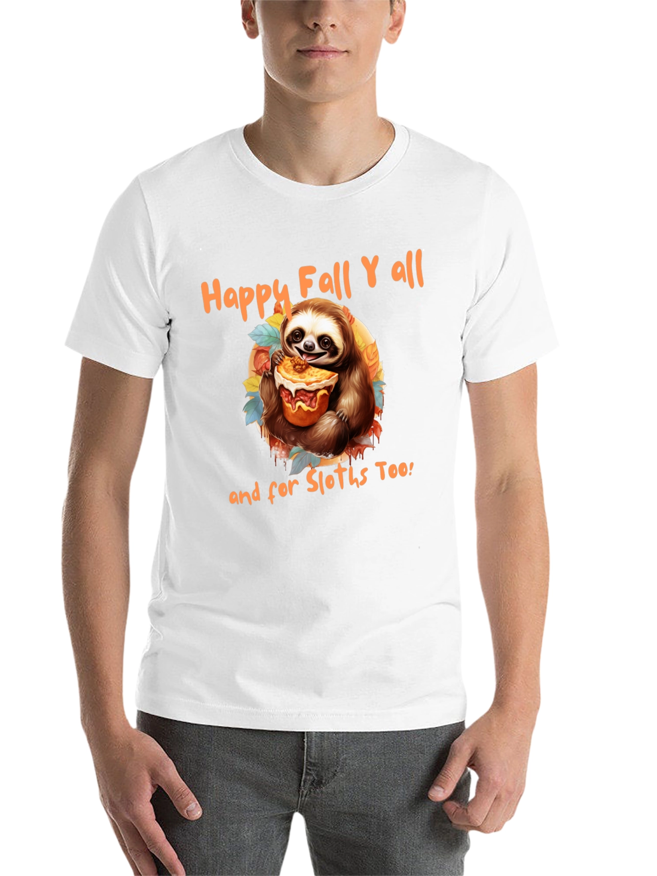 Black Happy Fall Y'all Sloth T-Shirt view 14