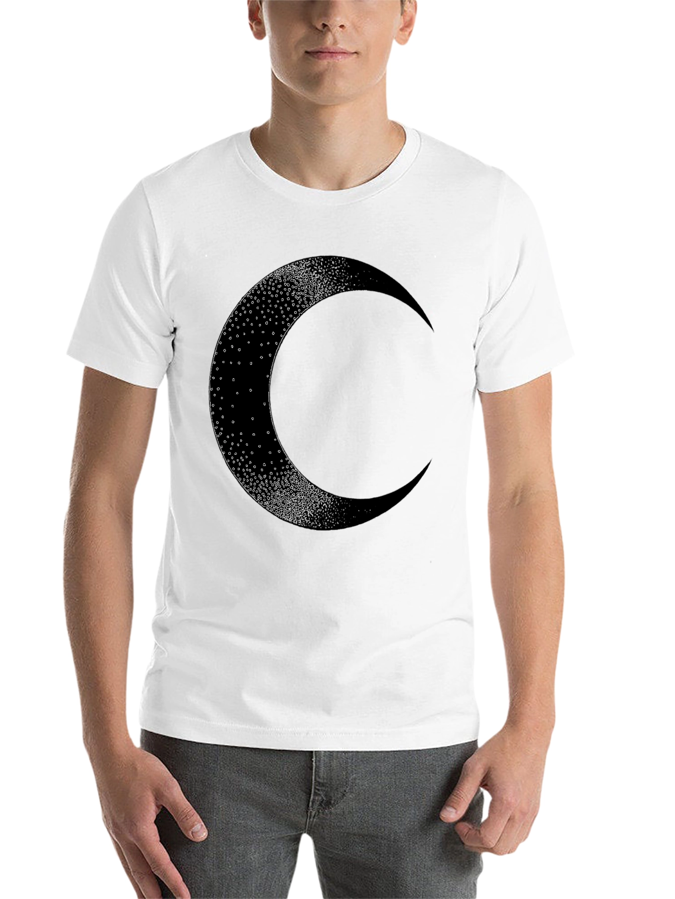 Black Crescent Moon Graphic Tee - Black Cotton Blend view 14