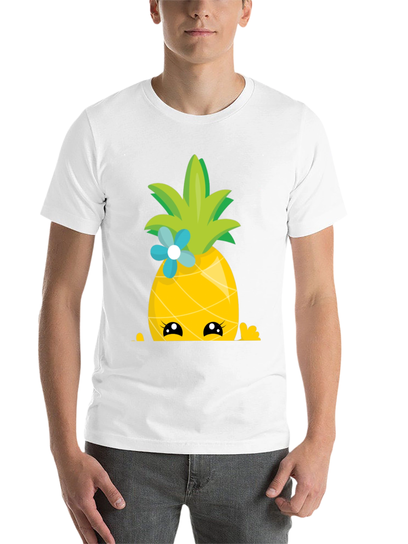 Black Cute Pineapple Peekaboo Graphic T-Shirt view 14