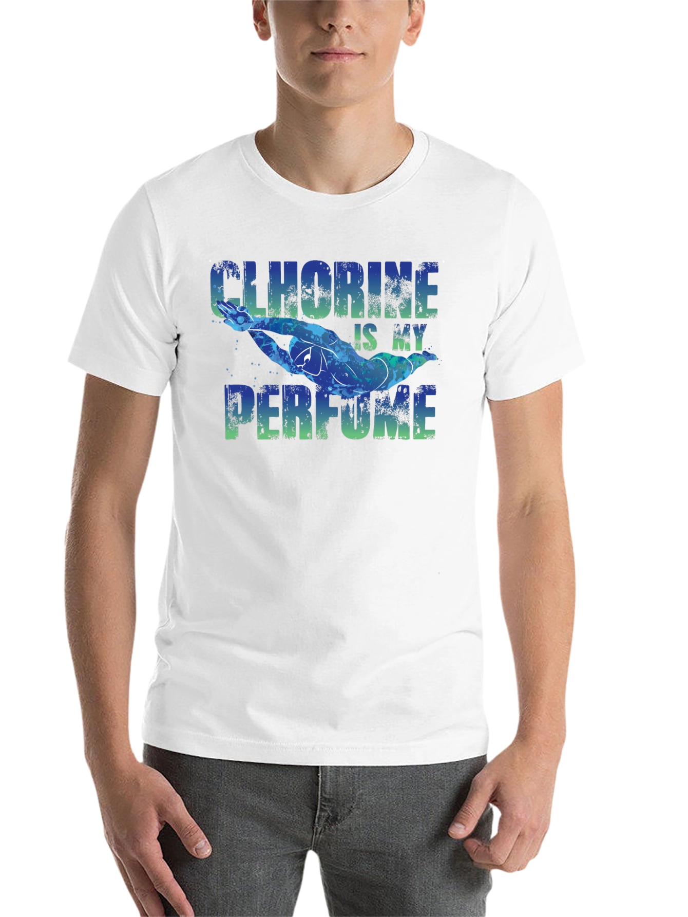 Black Chlorine is My Perfume Funny Swimmer T-Shirt view 14