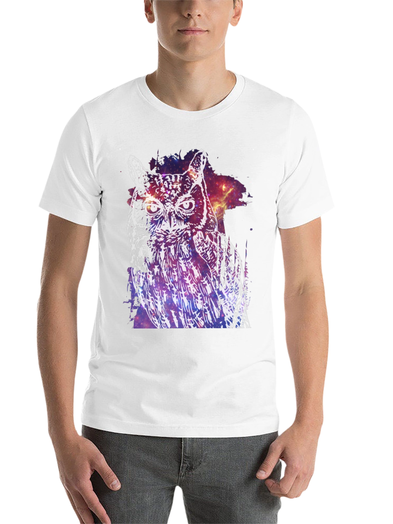 Black Cosmic Owl Graphic T-Shirt - Unisex view 14