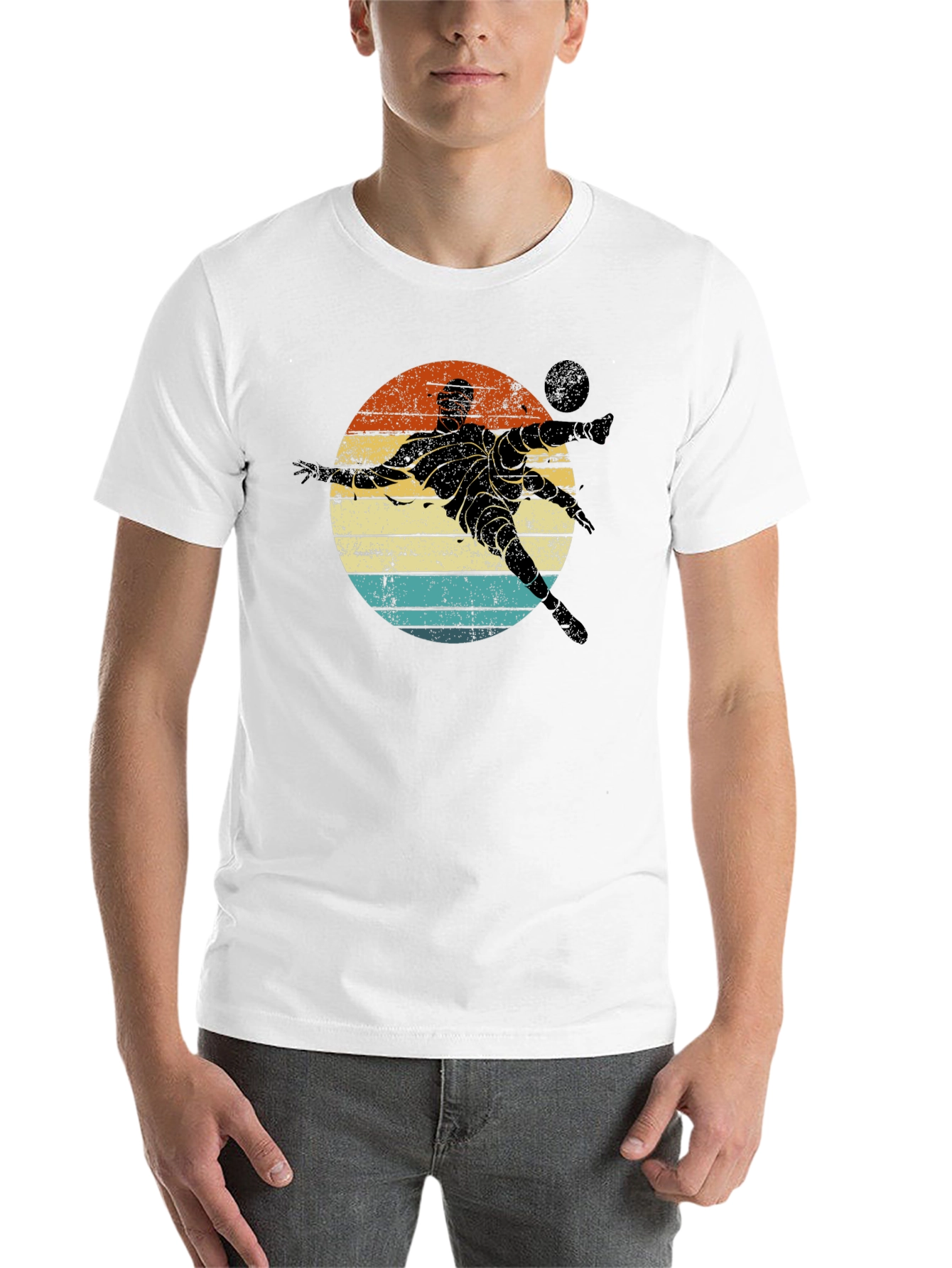 Black Retro Soccer Player Graphic T-Shirt view 14