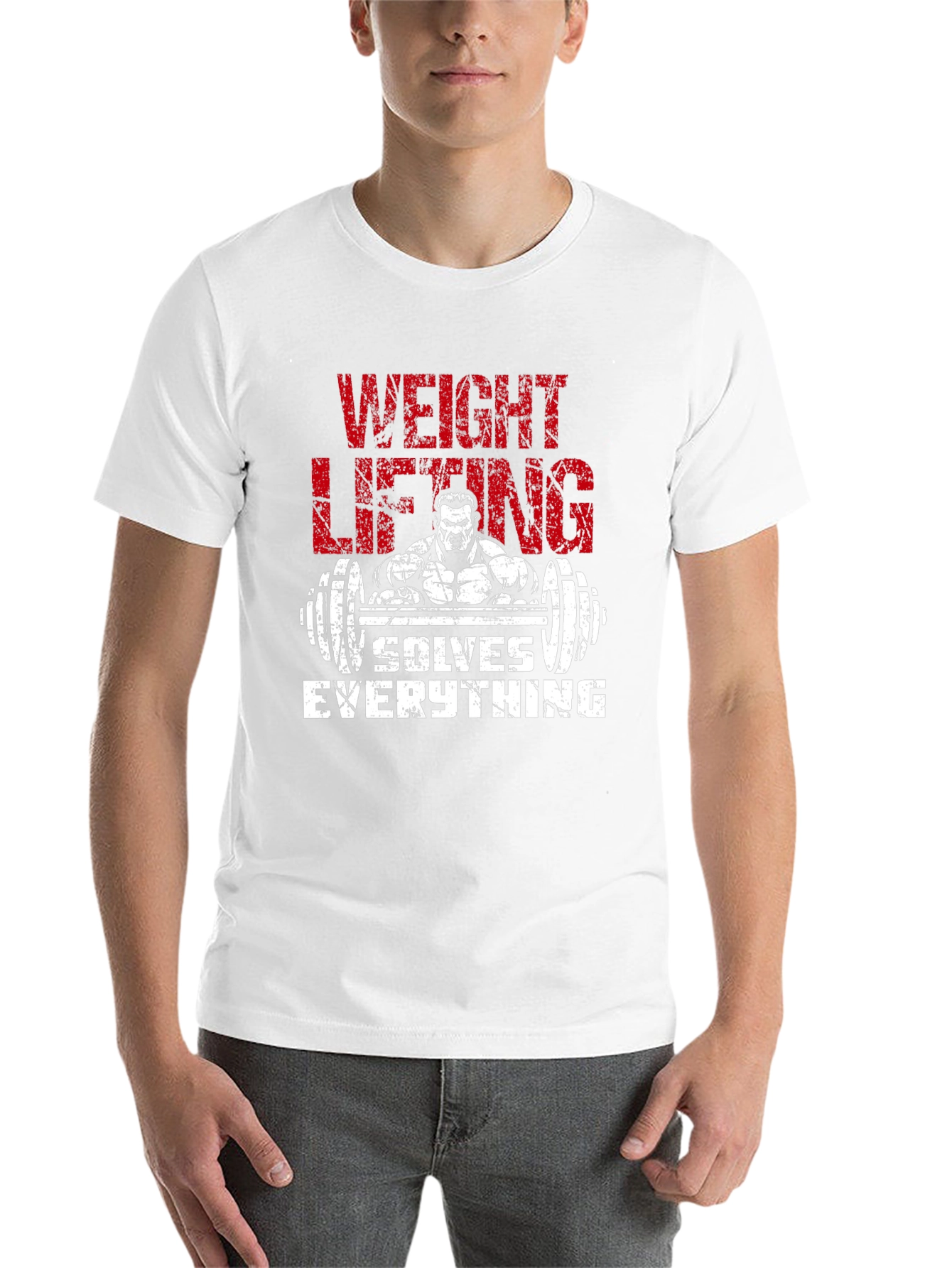 Black Weightlifting Solves Everything Black Graphic Tee view 14