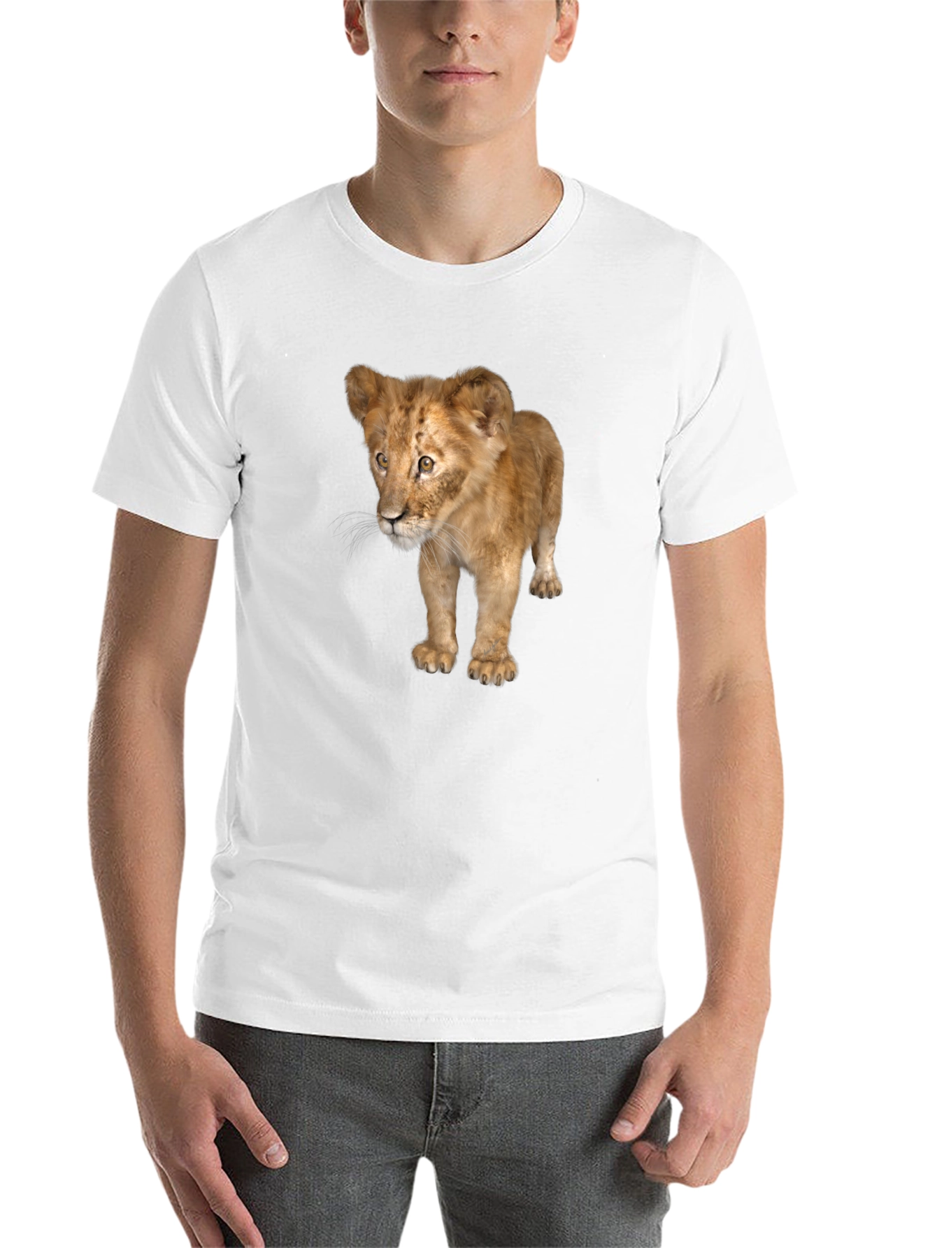 Black Lion Cub Graphic Tee - Unisex Black T-Shirt view 14