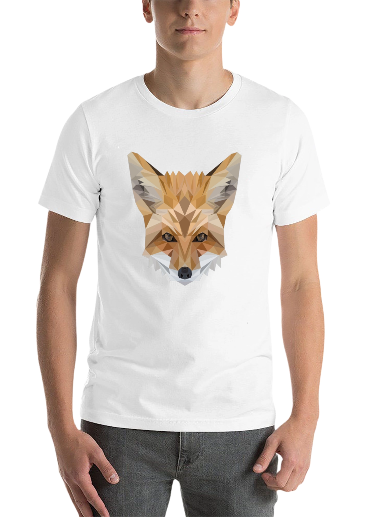 Black Geometric Fox T-Shirt - Modern Animal Print Tee view 14