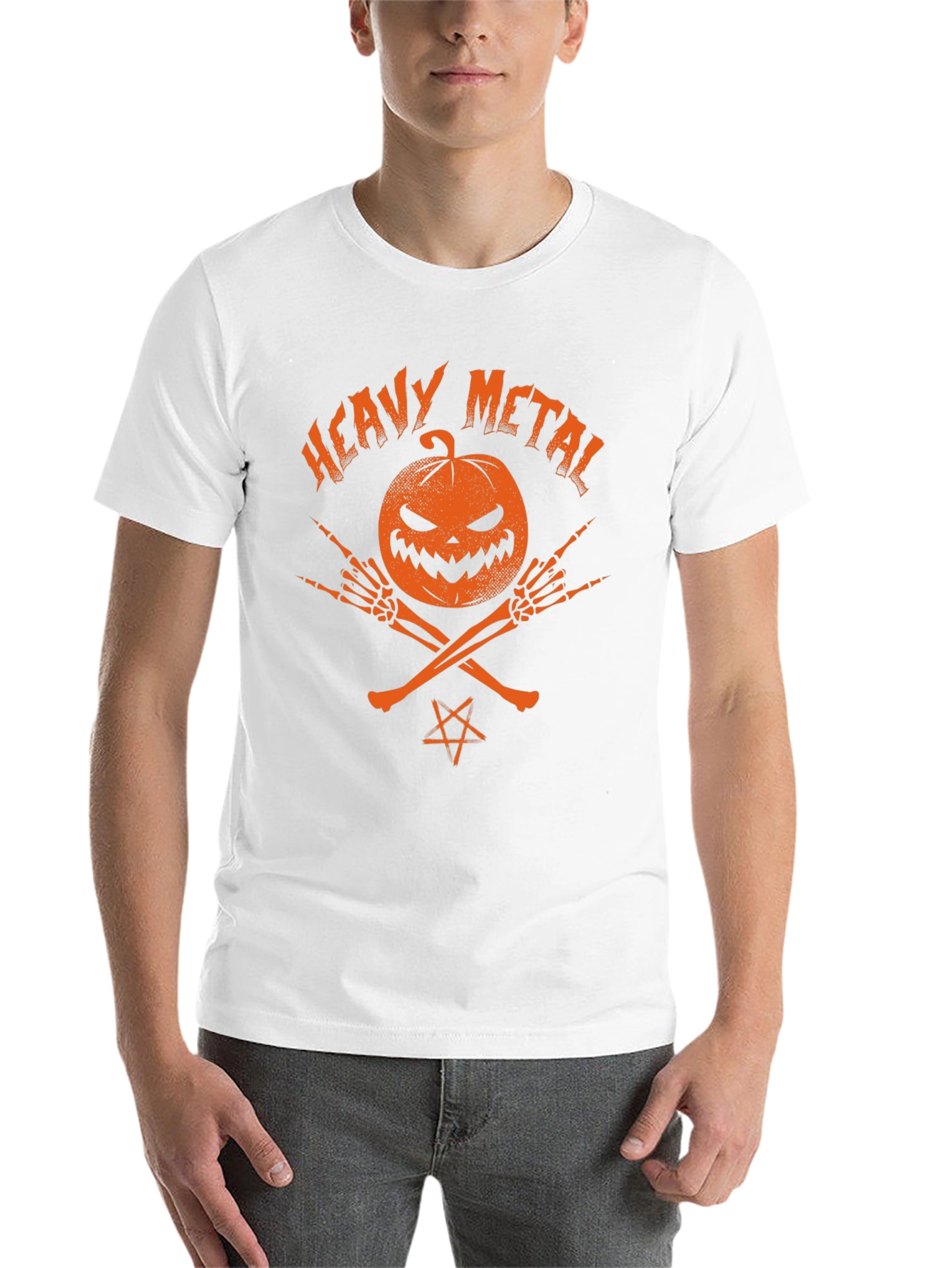Black Heavy Metal Halloween Pumpkin T-Shirt view 14