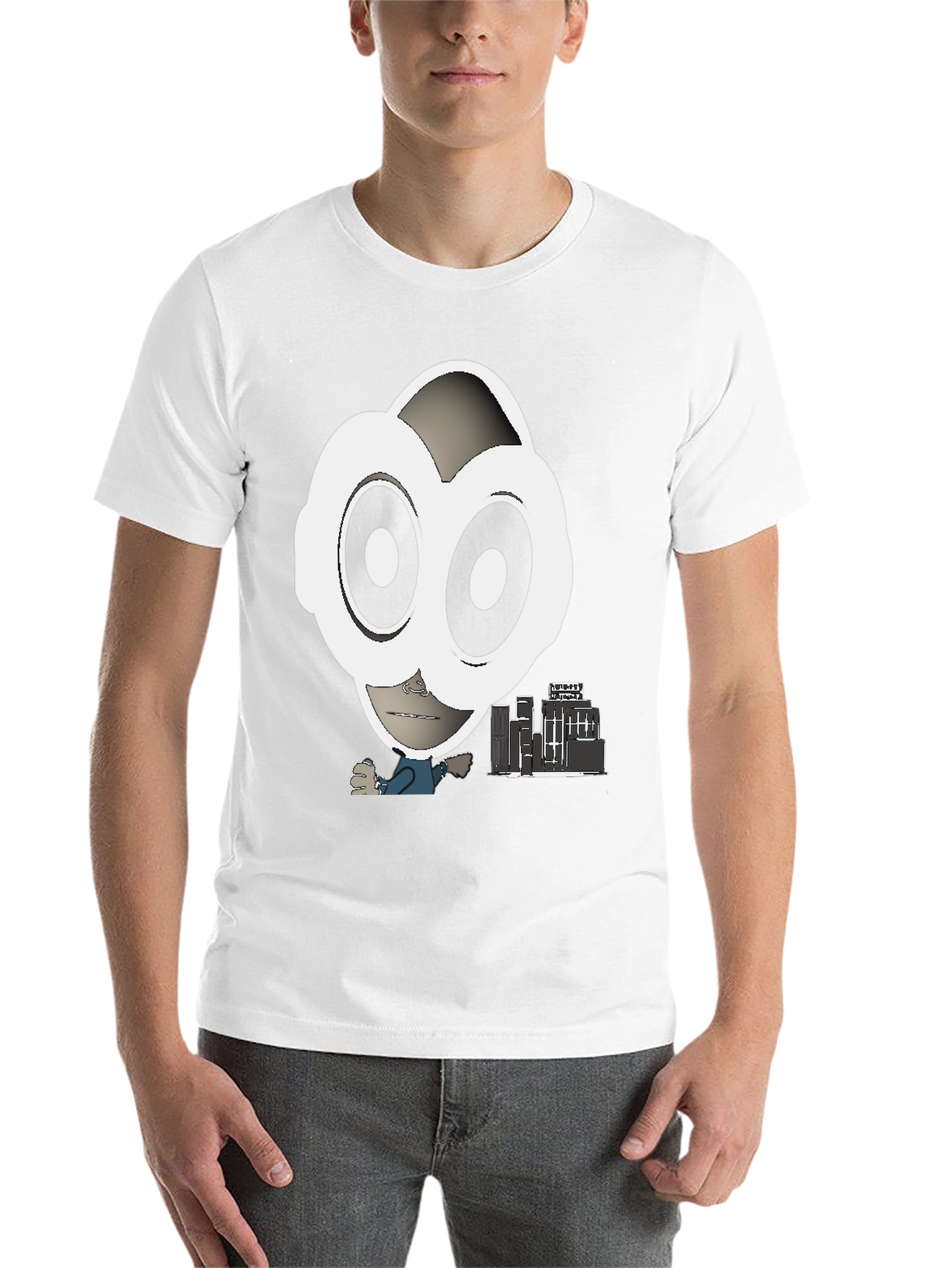 Black Abstract Character Graphic Tee - Black view 14