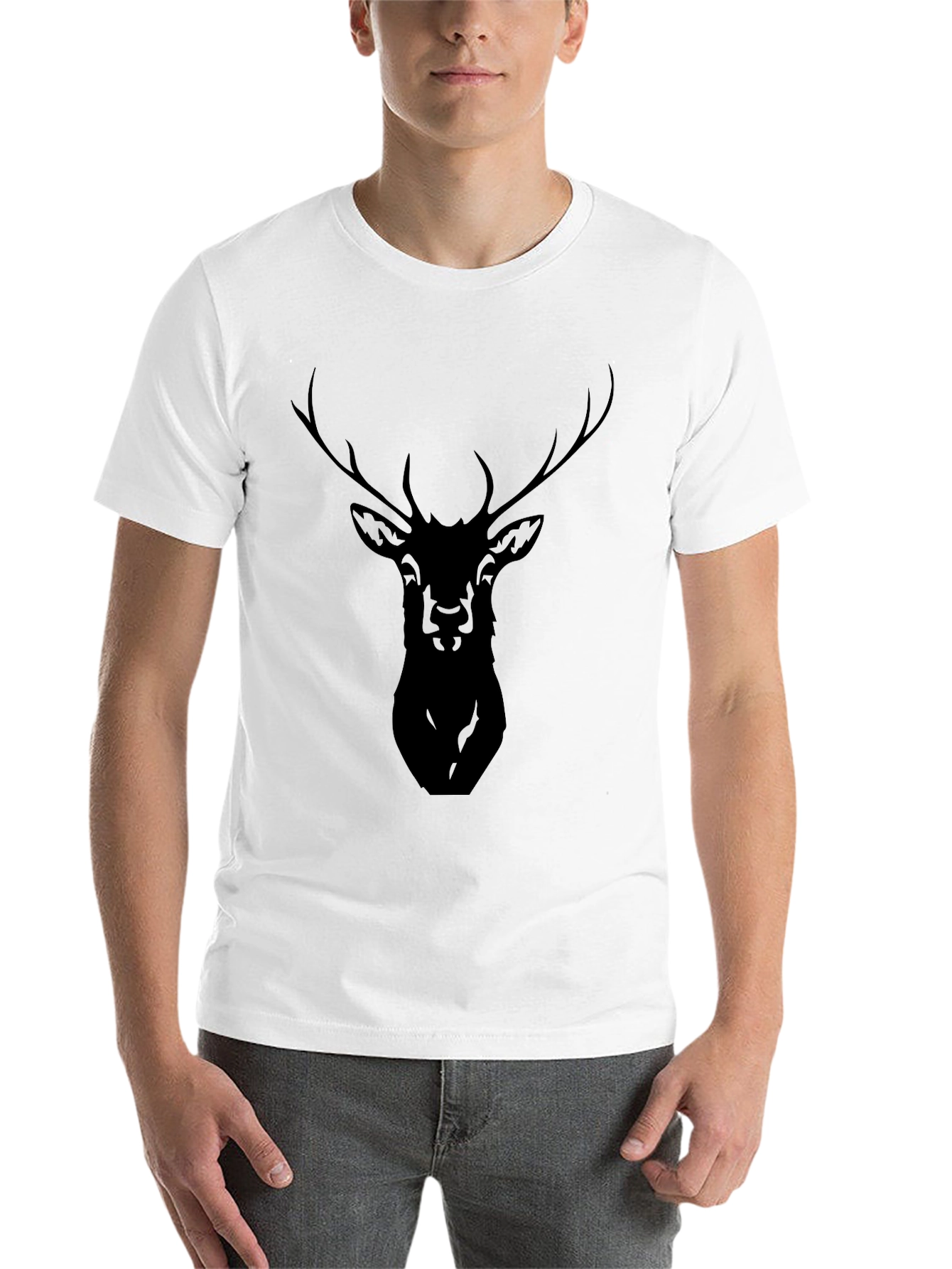 Black Men's Black Deer Graphic Tee - Casual Style view 14