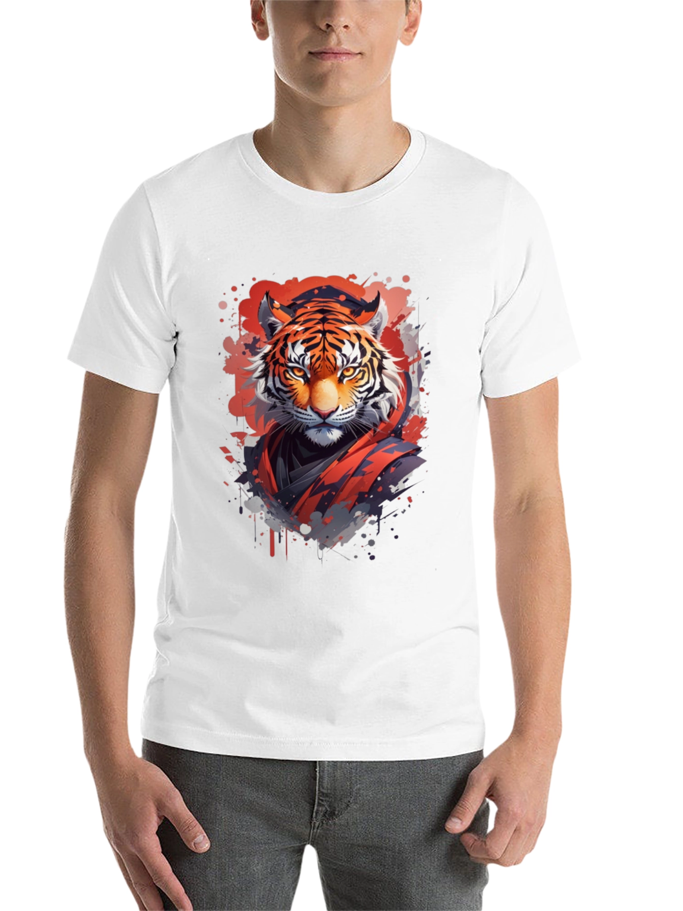 Black Tiger Graphic Print Black T-Shirt view 14