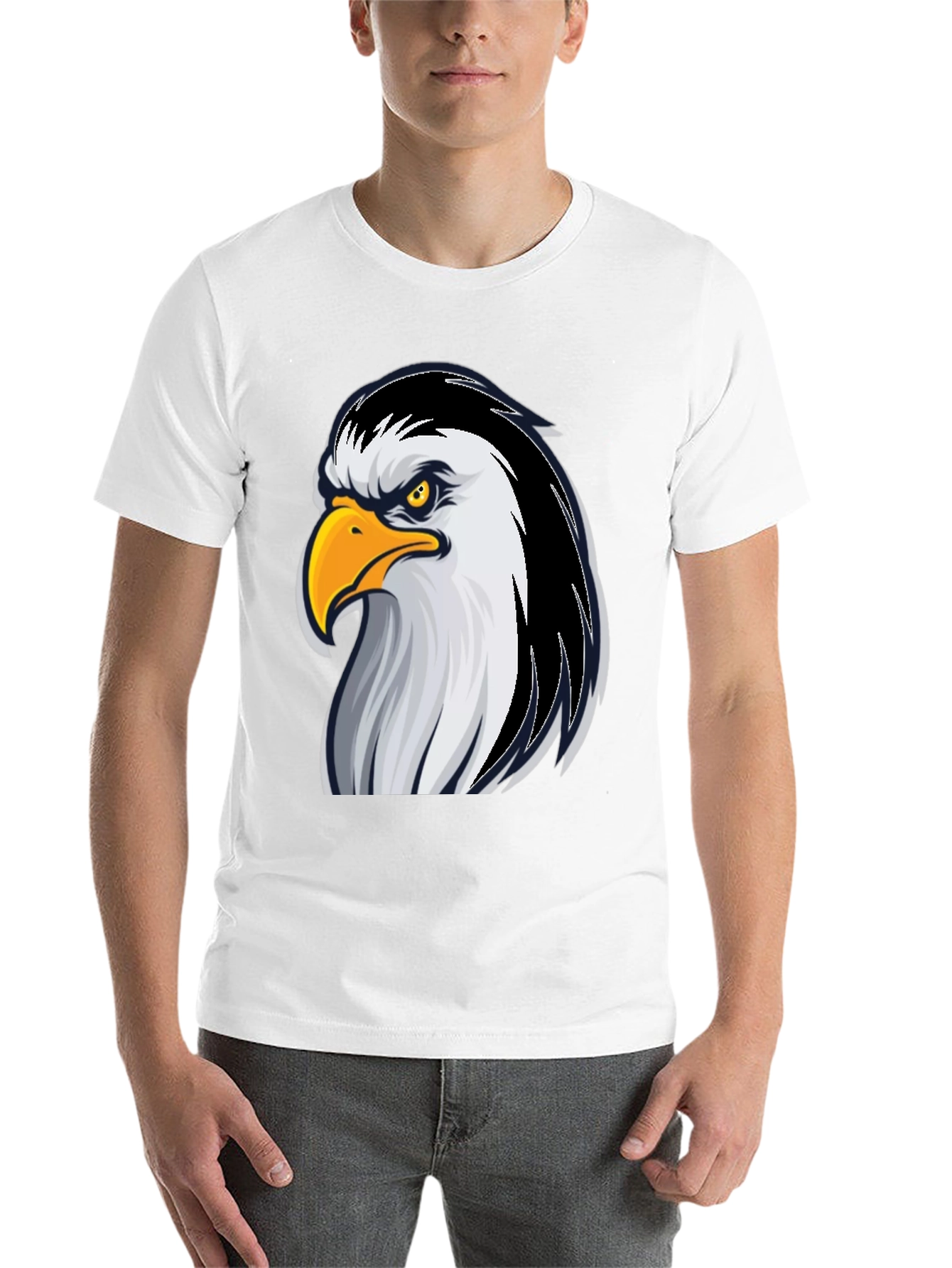 Black Eagle Graphic Tee - Bold Black Cotton T-Shirt view 14