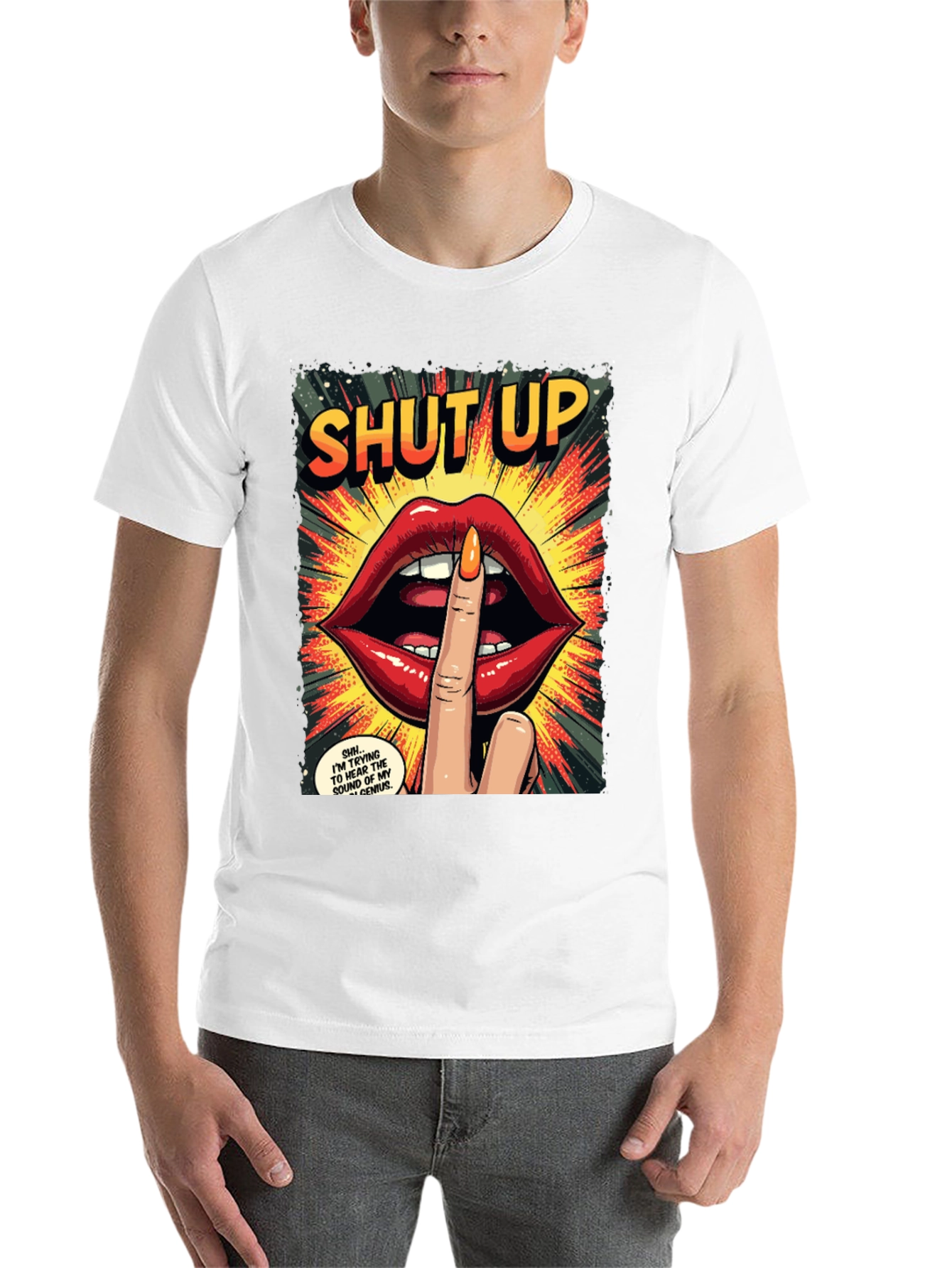 Black Shut Up Graphic Tee - Comic Book Style view 14